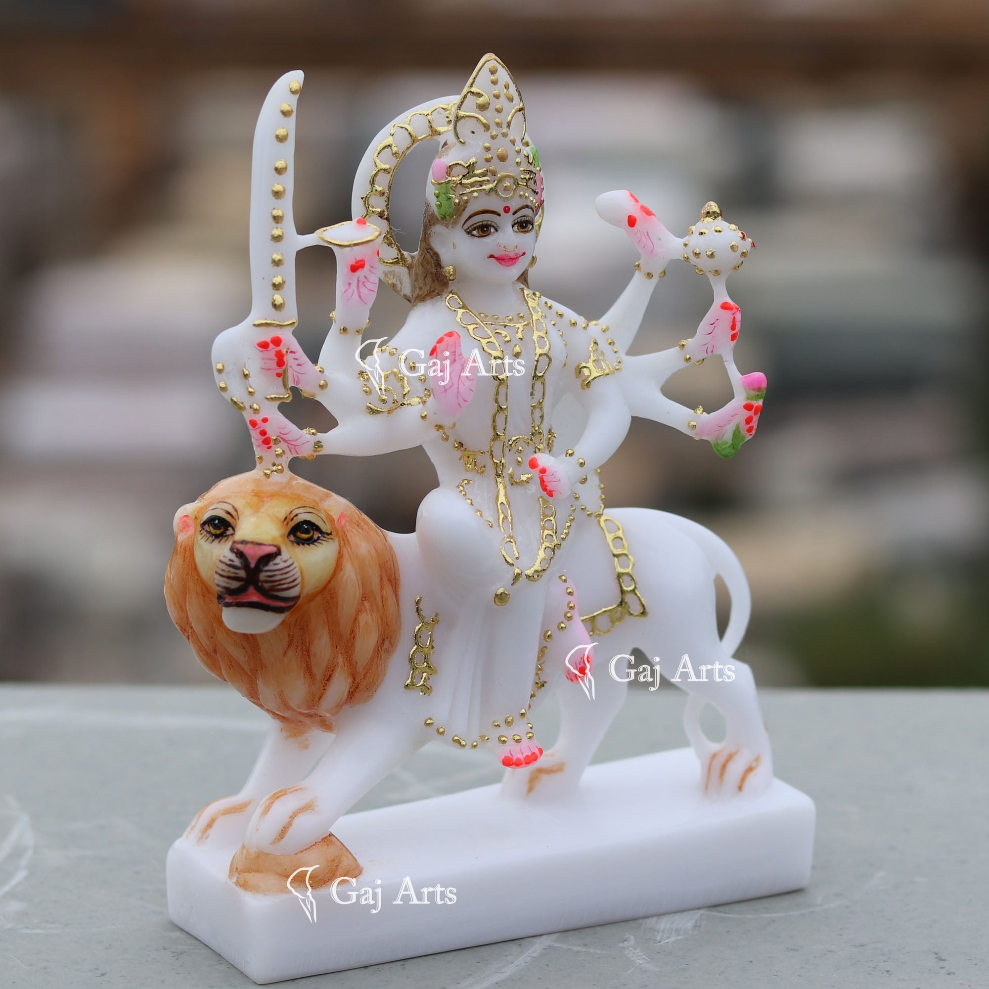 Handcrafted Marble Durga Maa Idol | 7 Inch
