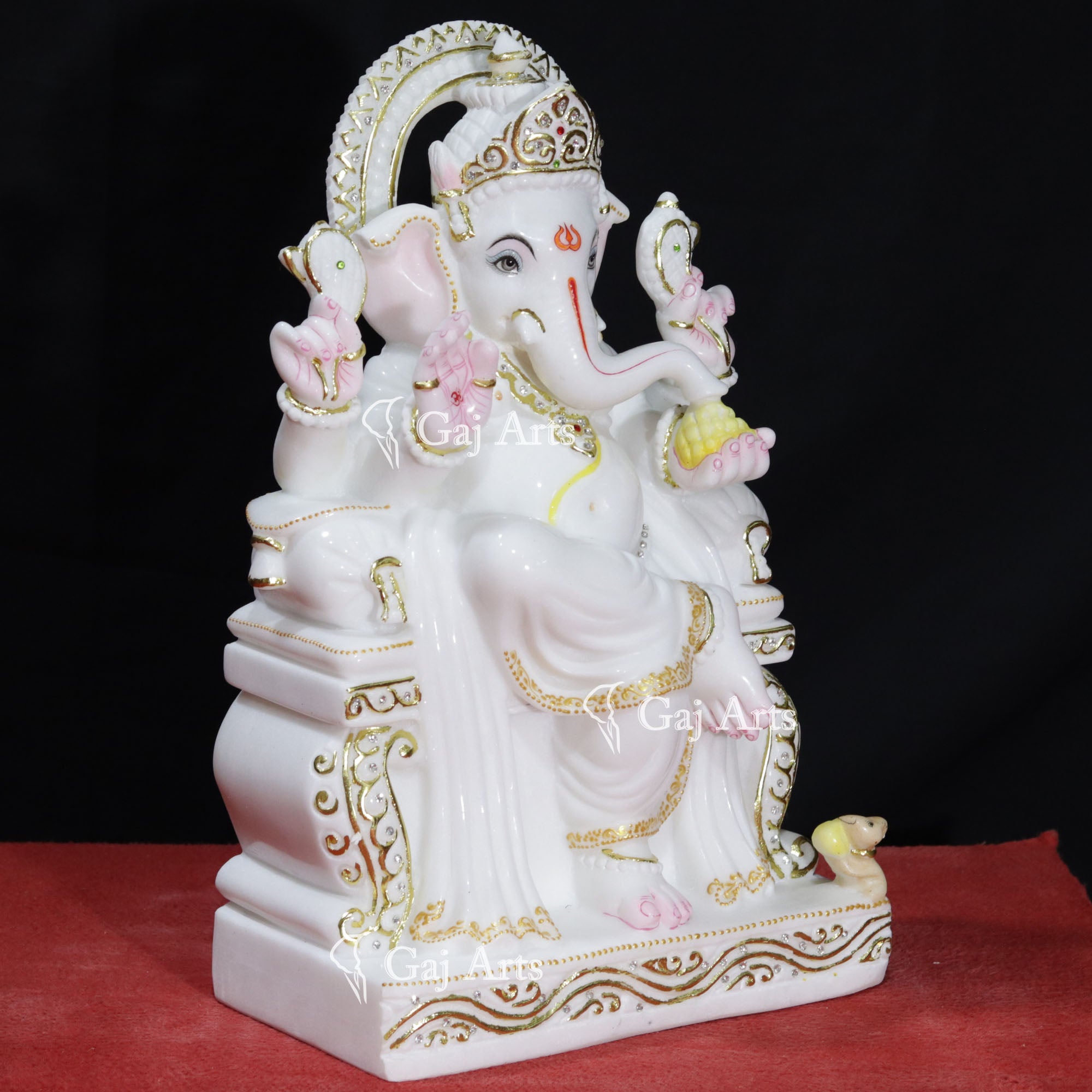 Super White Makrana Marble Ganesh Statue | 18 Inch
