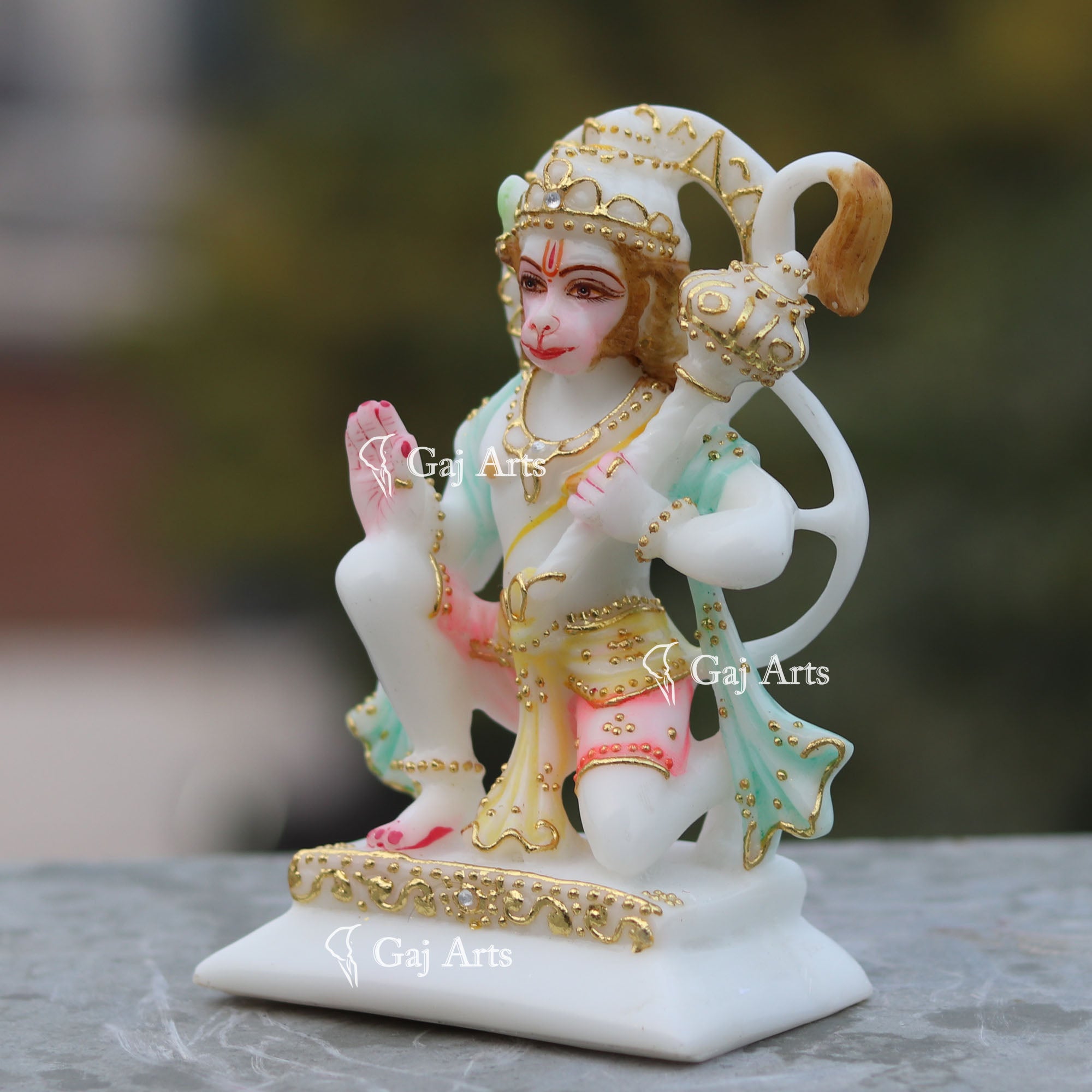 White Ethiopia Marble Hanuman Ji Idol | 6 Inch