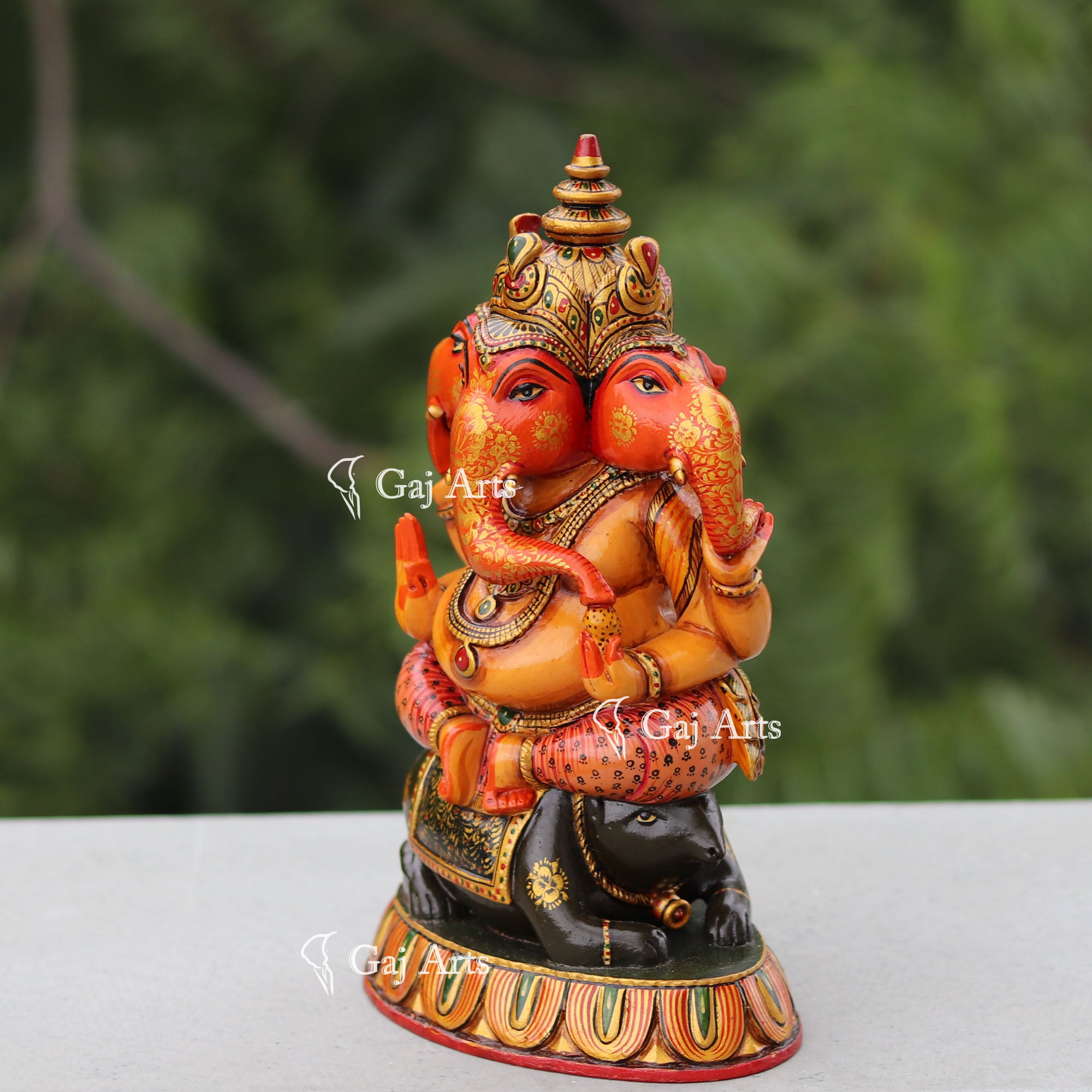 Handcrafted Wooden Ganesh Statue | 9 Inch