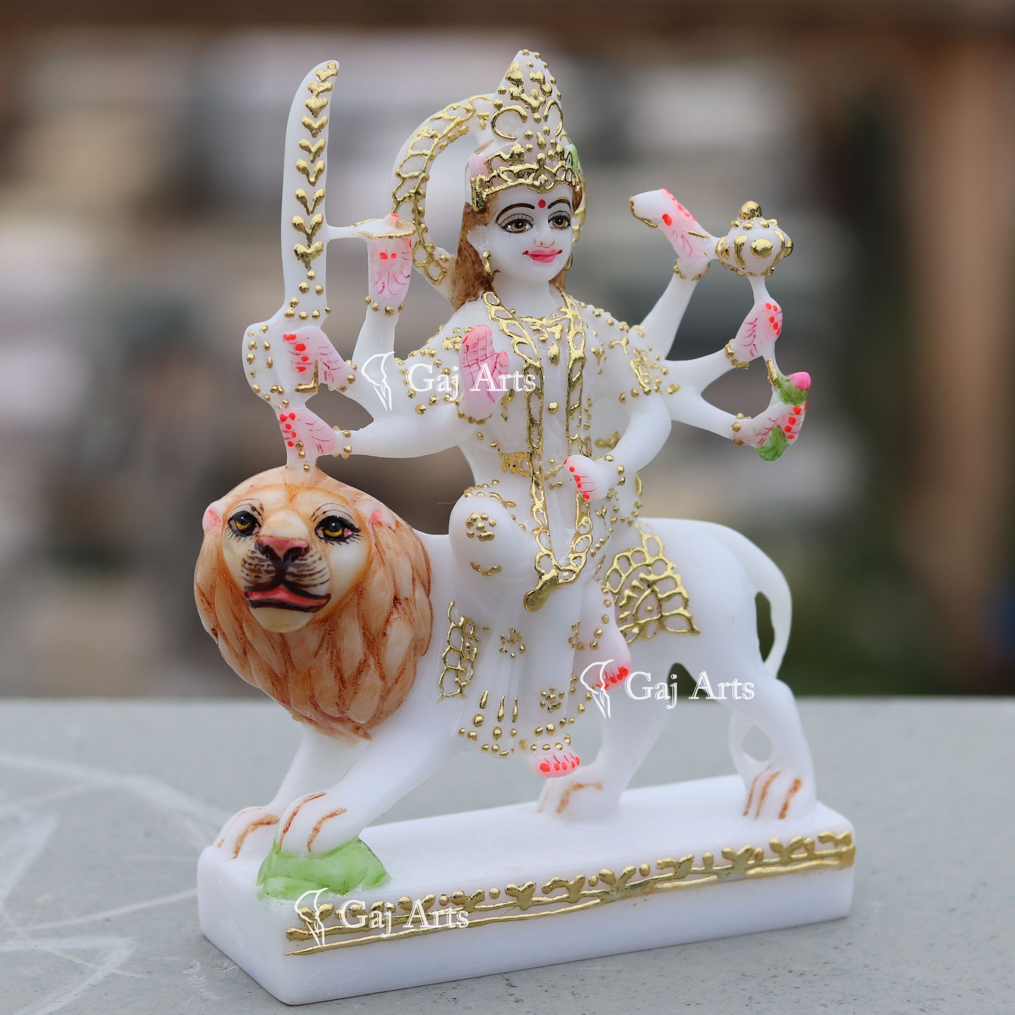 Marble Durga Mata Idol | 7 Inch