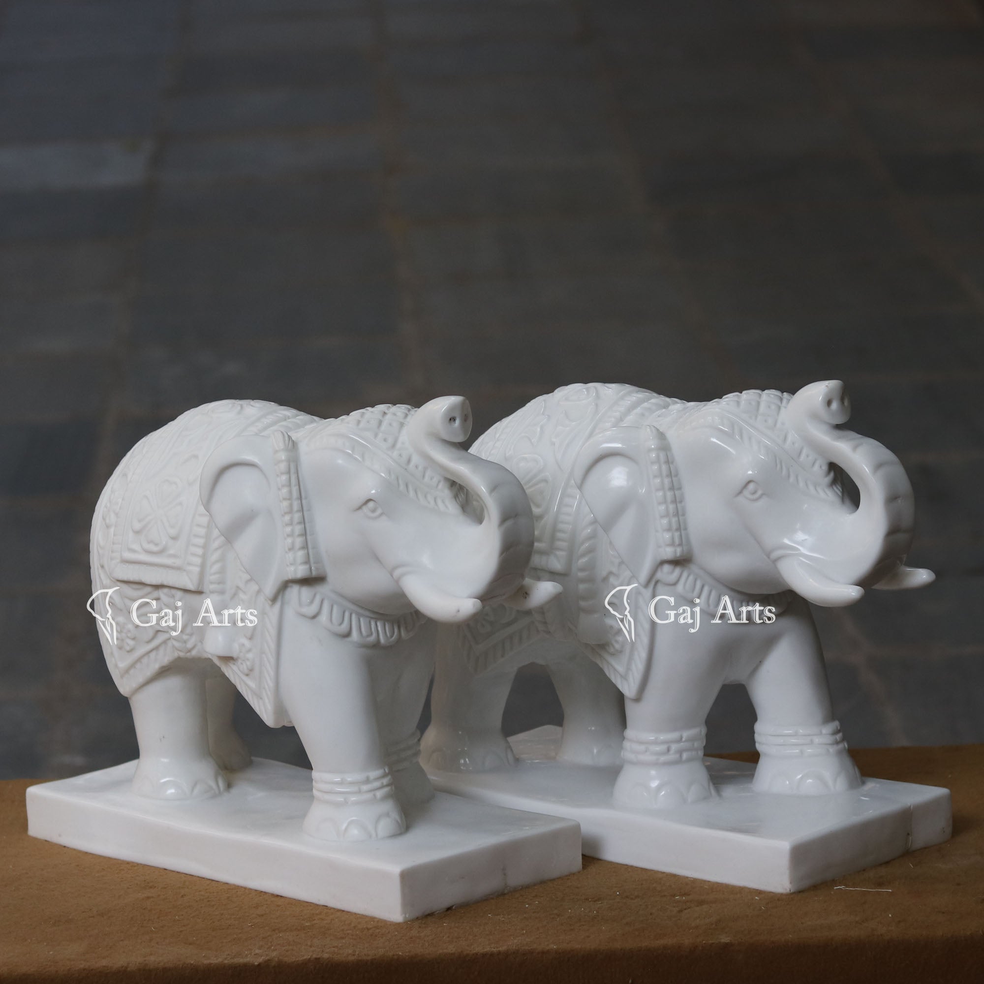 White Marble Elephant Statue | 18 Inch