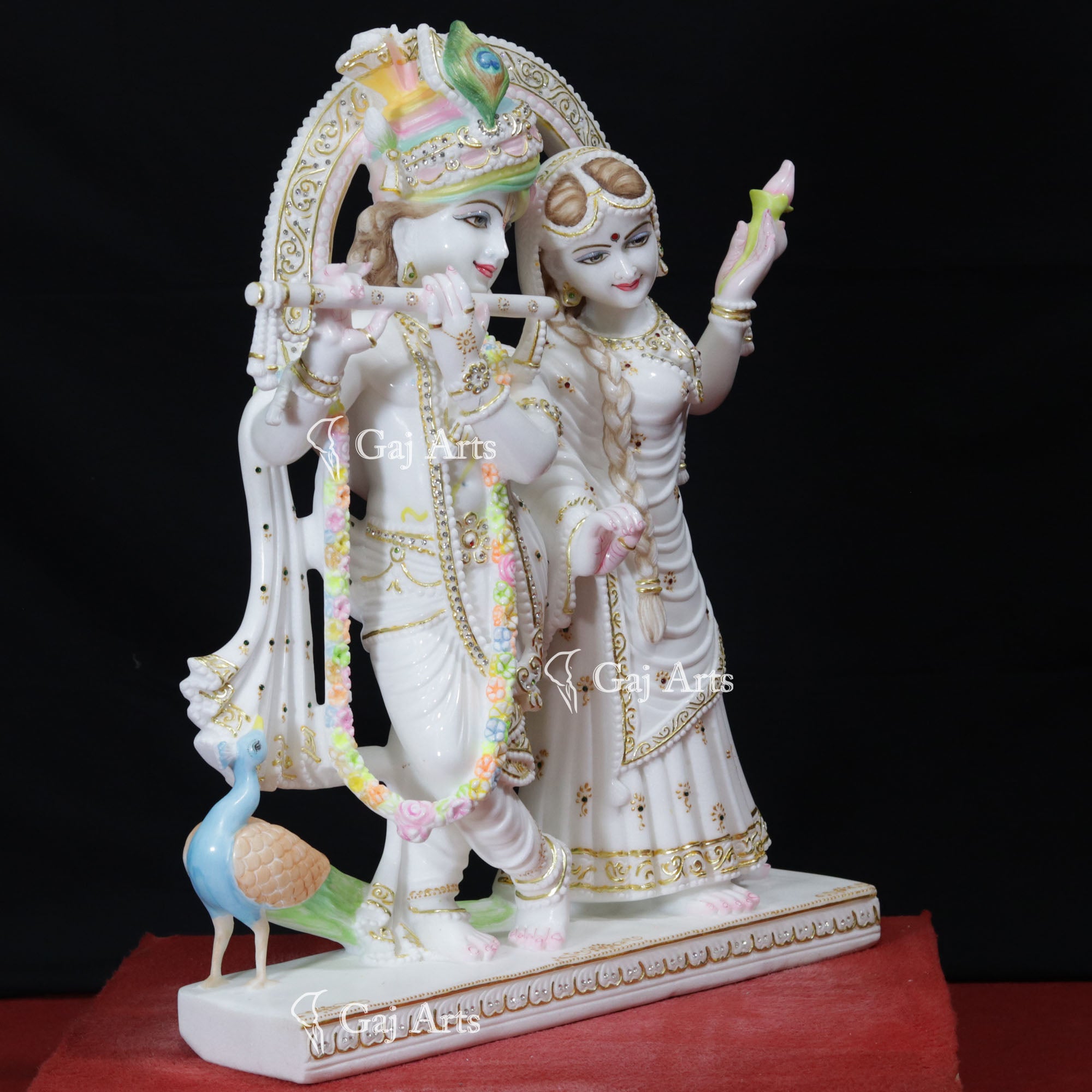 White Marble Radha Krishna Jugal Jodi Idol | 27 Inch