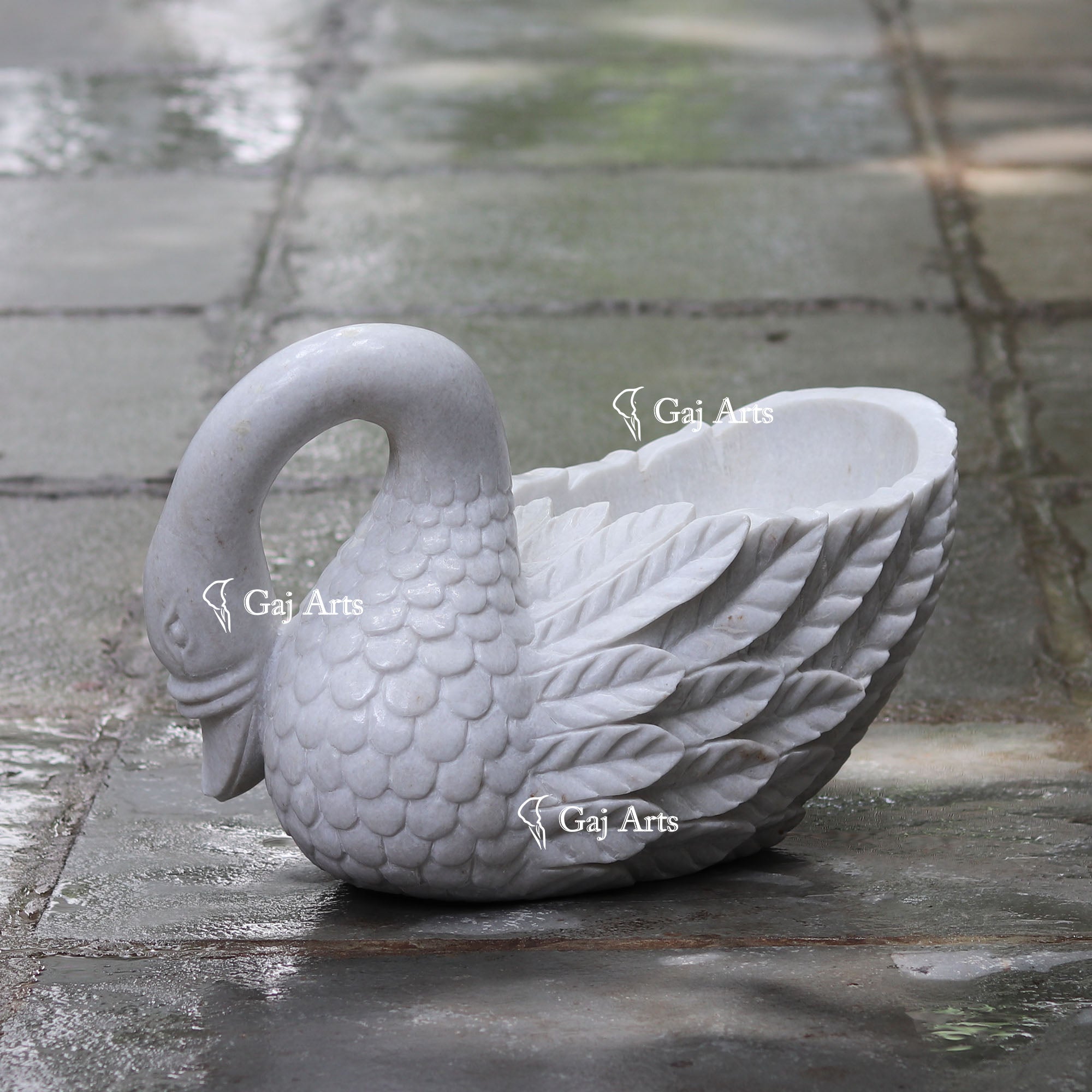 White Marble Decorative Planter | 18 Inch