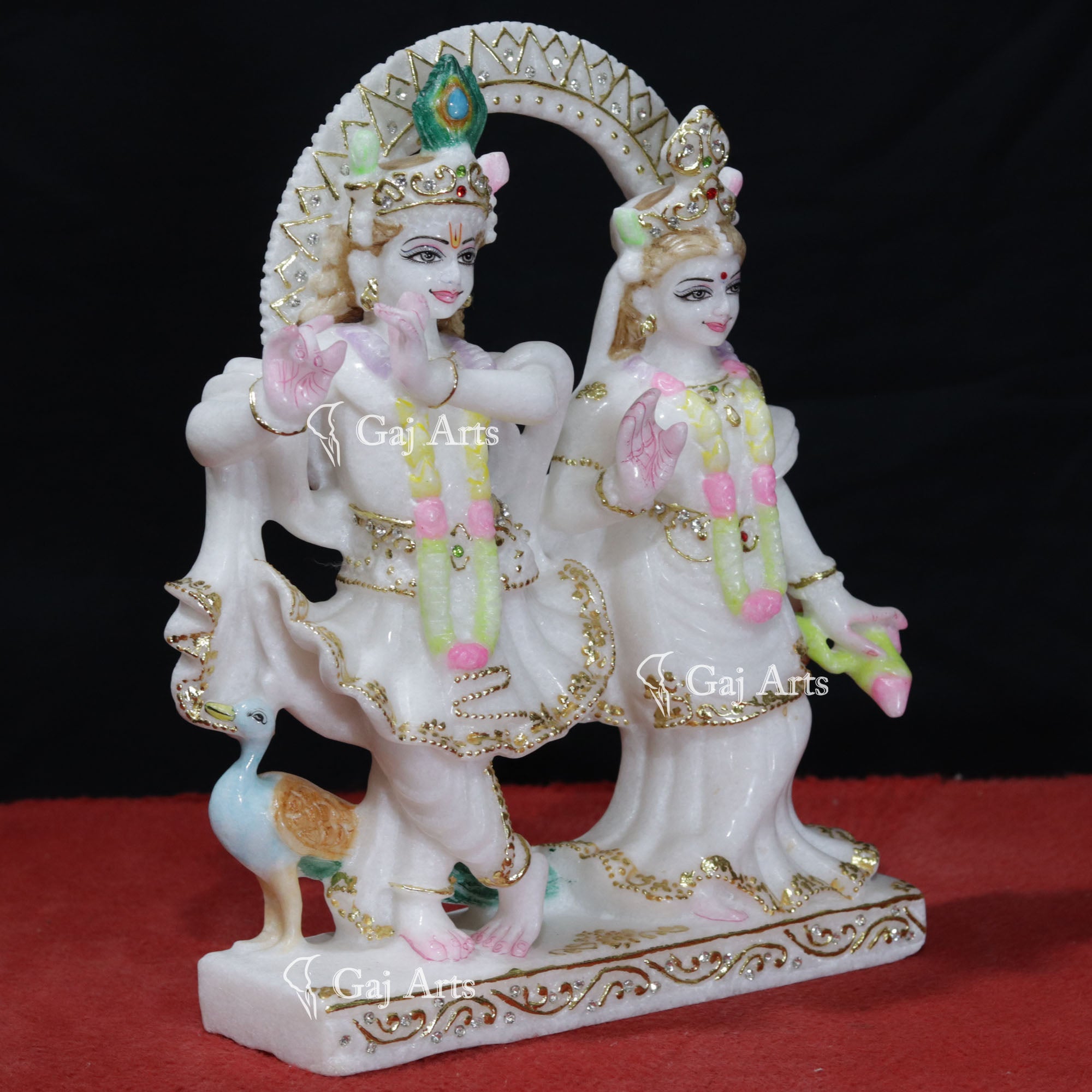 Super White Makrana Marble Radha Krishna Jugal Jodi Statue | 12 Inch