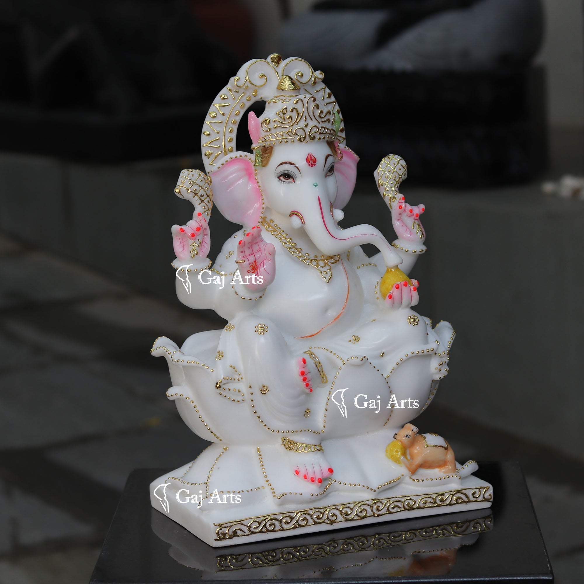 White Marble Ethiopia Ganesh Idol | 18 Inch