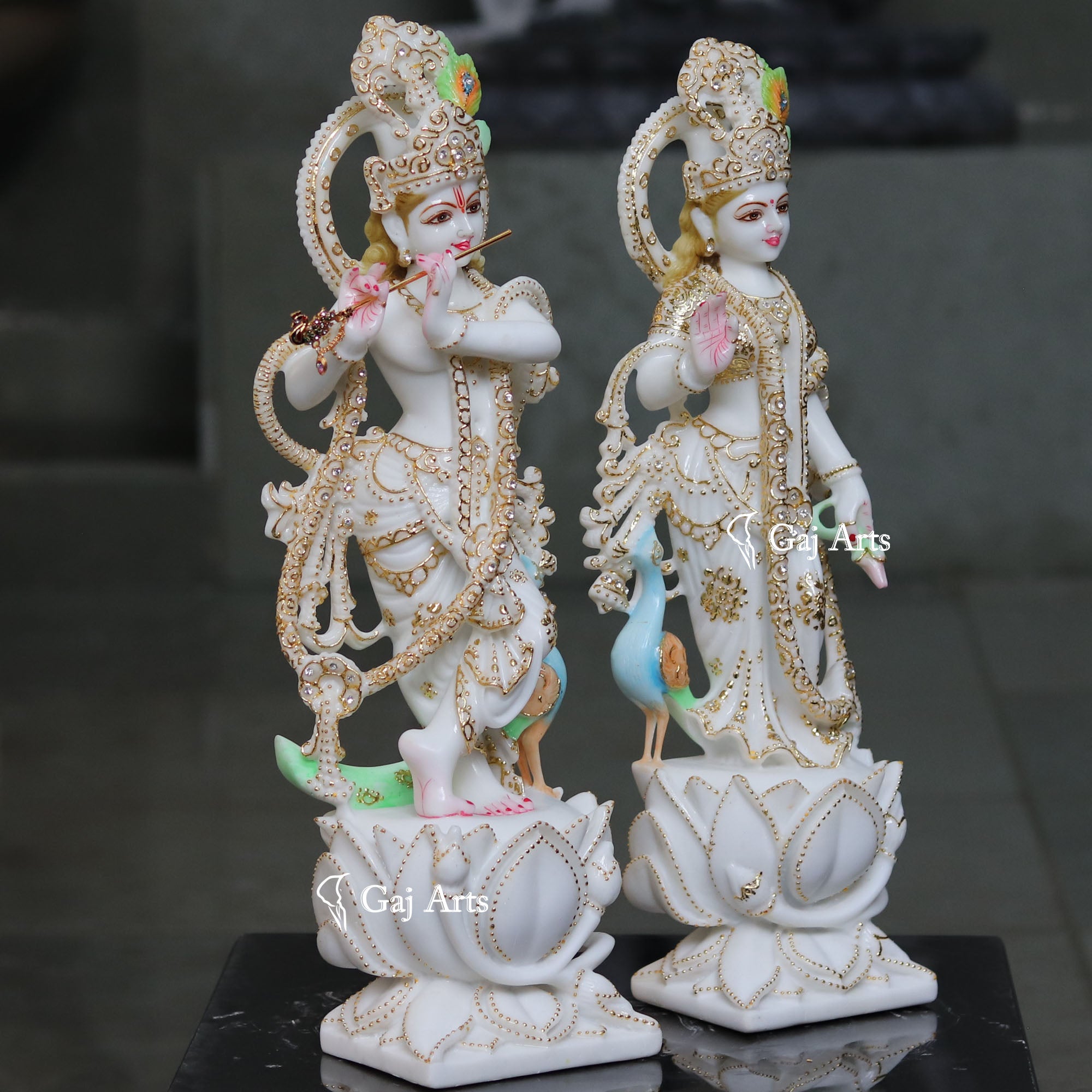 White Marble Radha Krishna Idol | 21 Inch