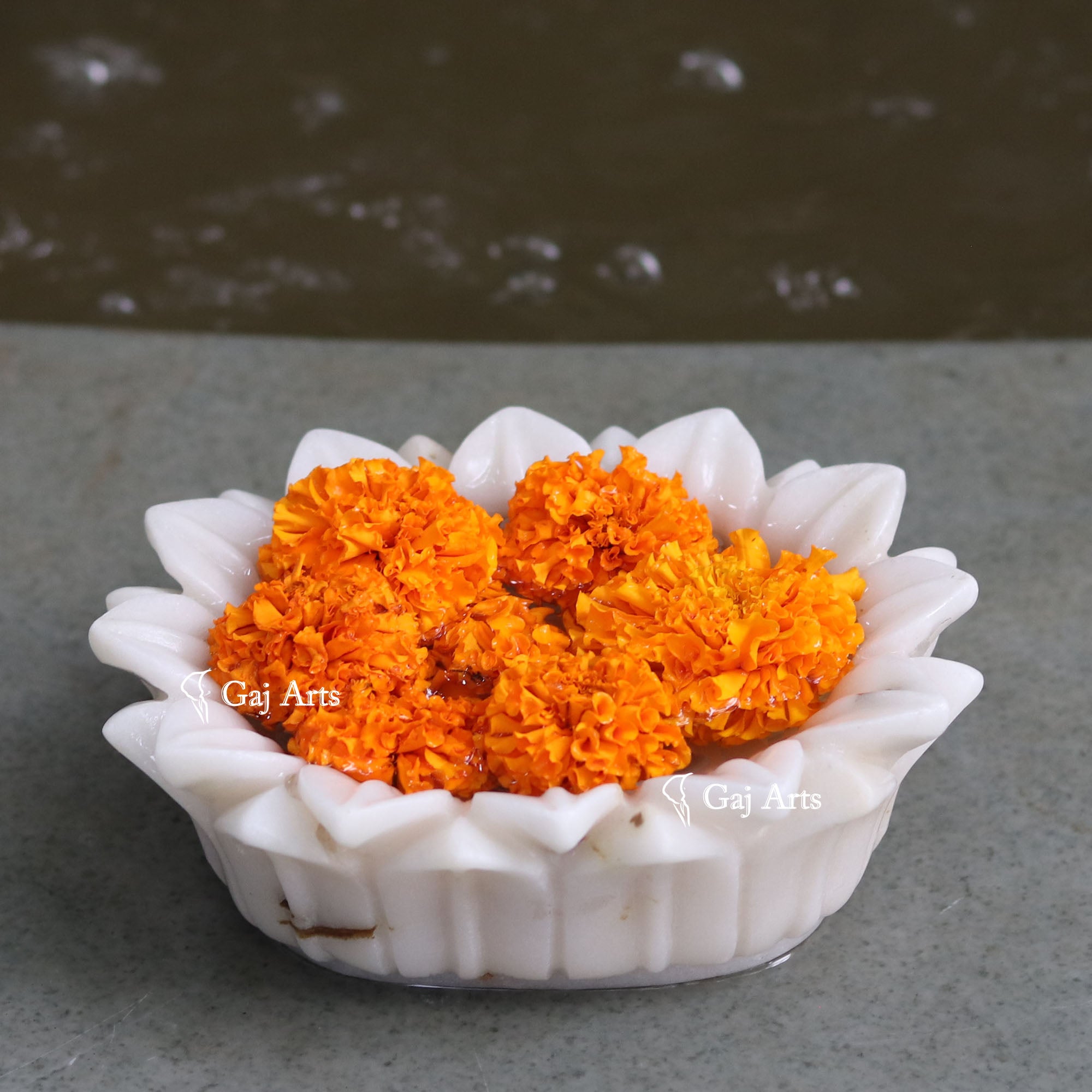 White Marble Hand-Finished Flower Bowl | 6 Inch