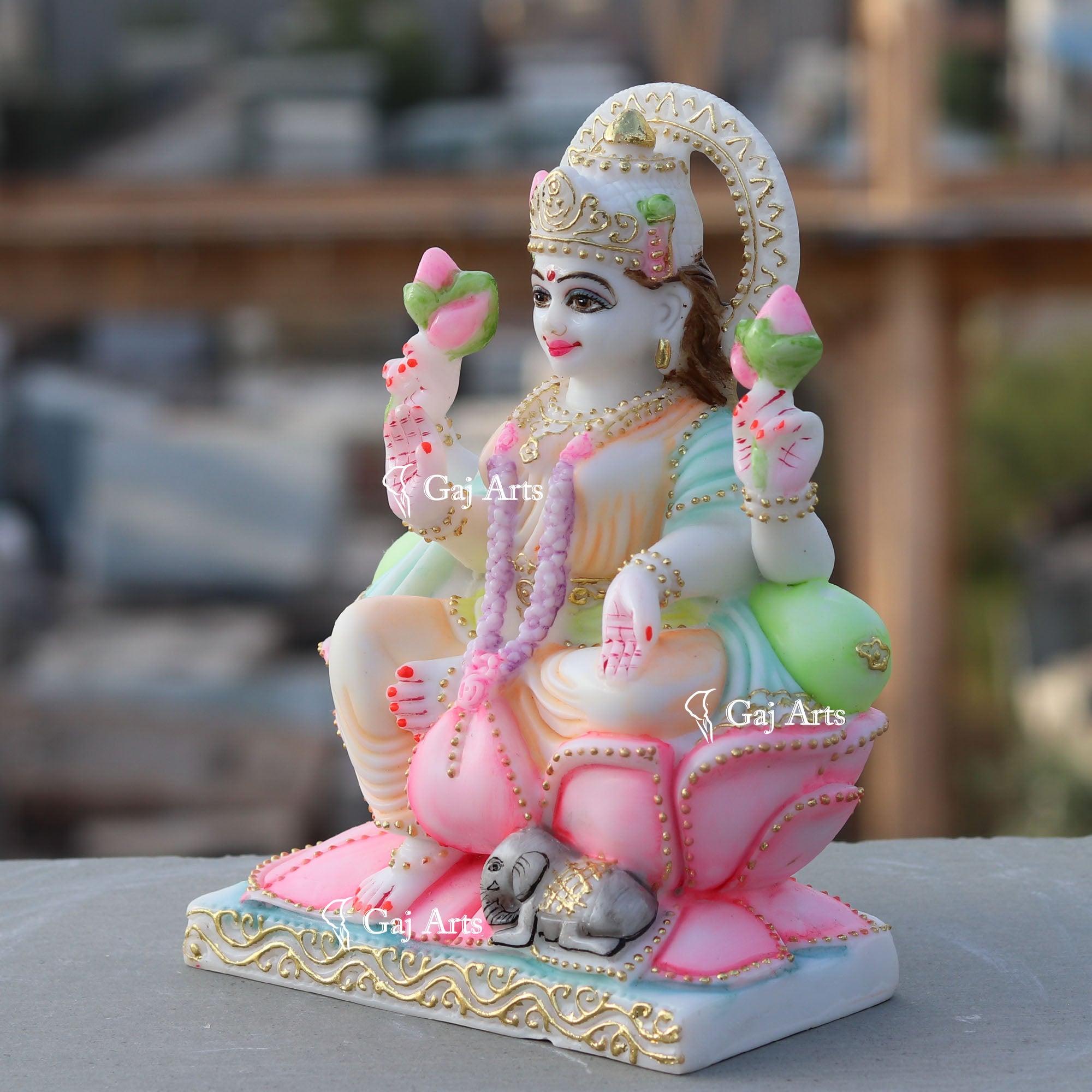 White Marble Lakshmi Mata Idol | 9 Inch