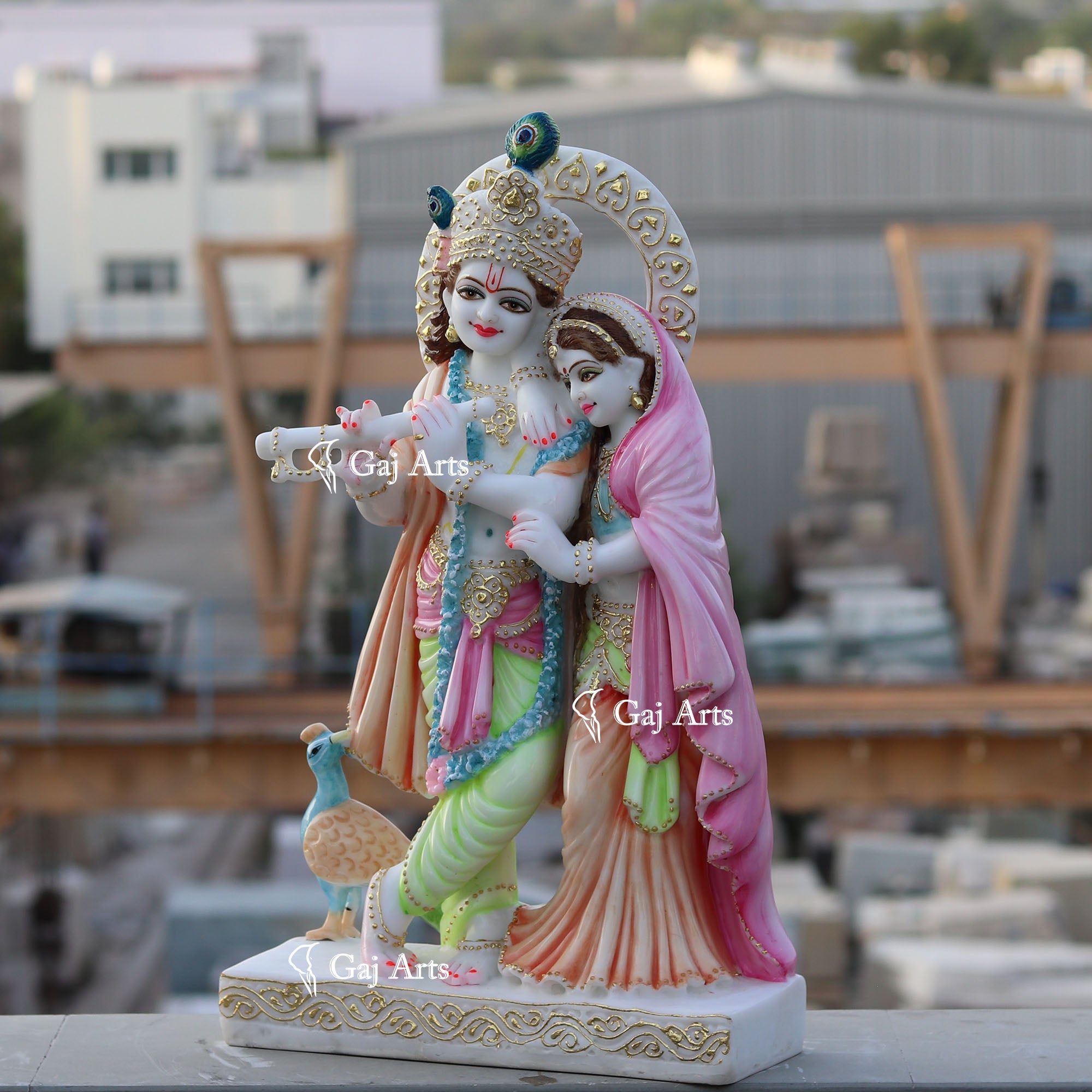 White Marble Ethiopia Radha Krishna Idol | 24 Inch