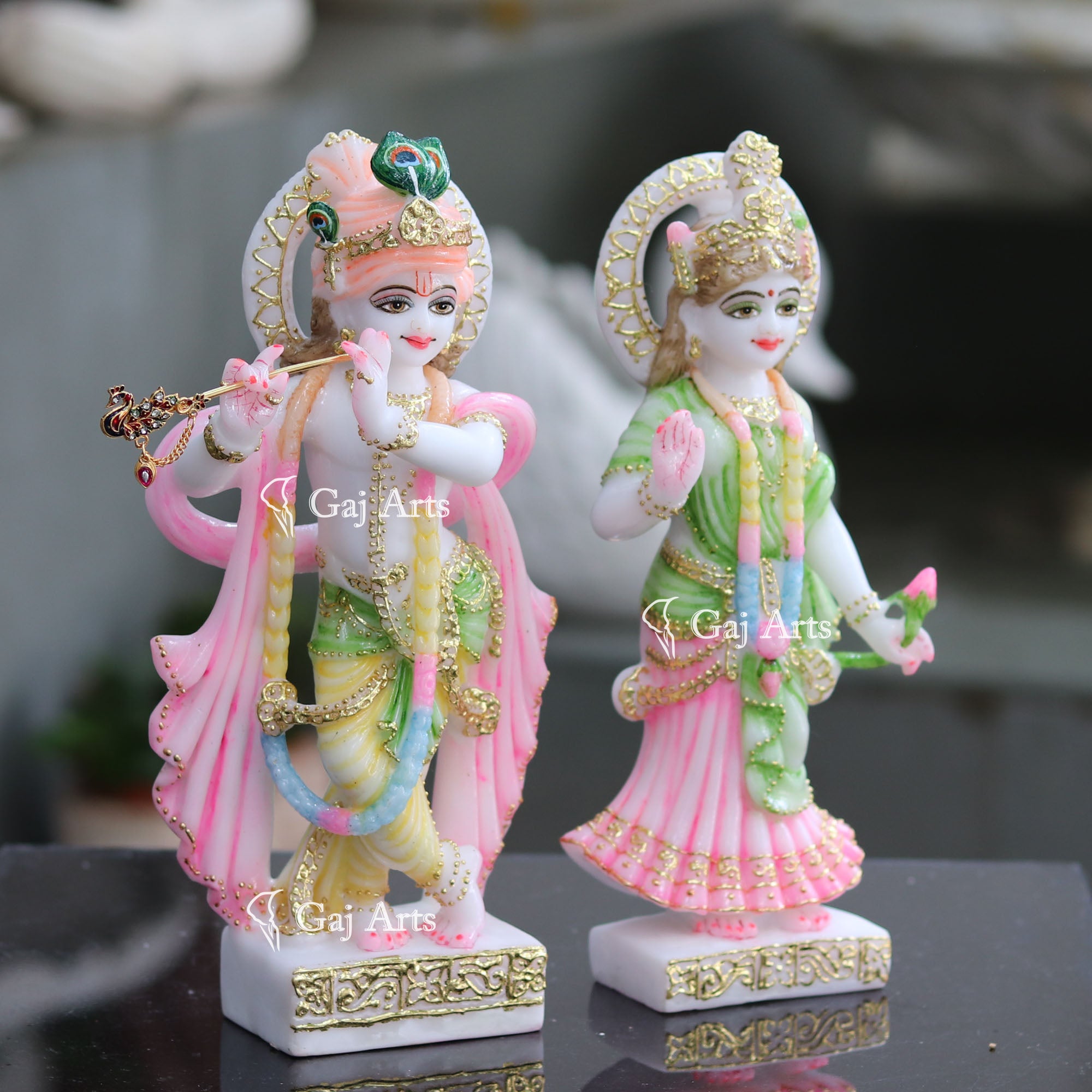 Marble Powder Radha Krishna Jodi | 12 Inch