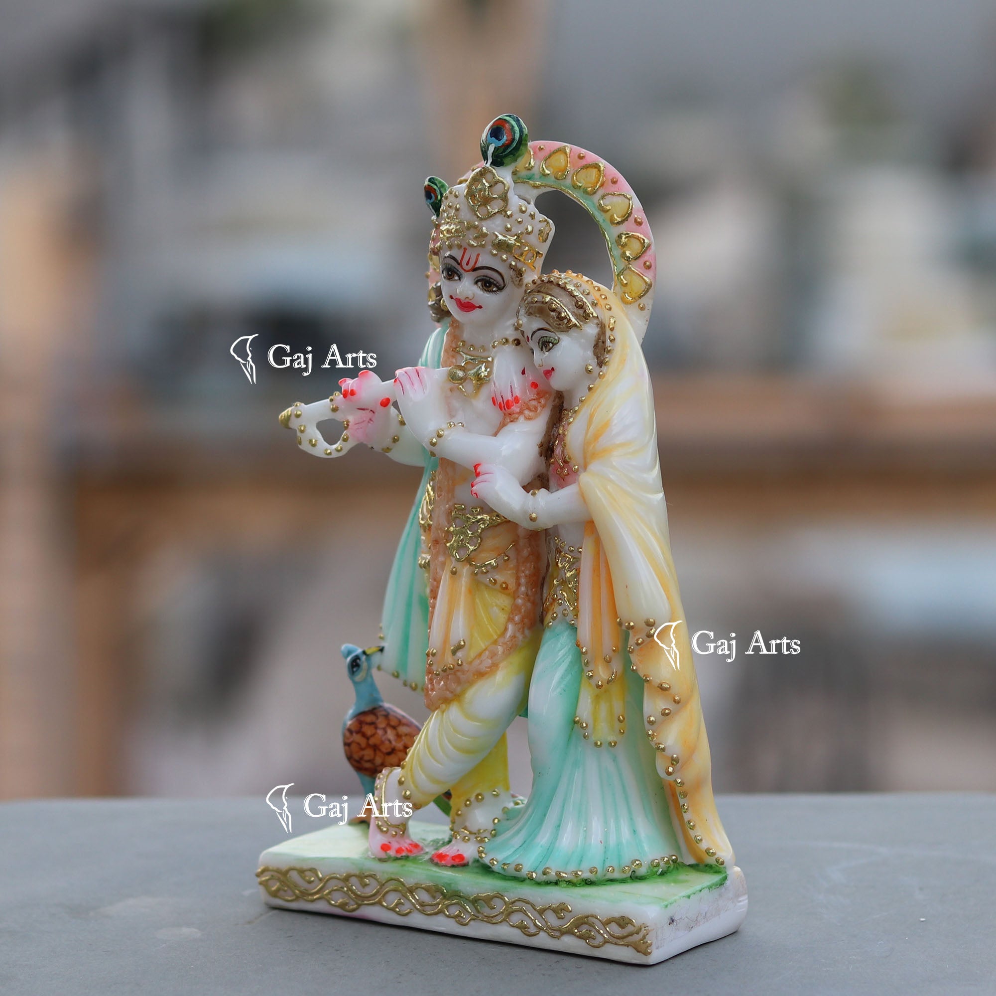 White Marble Radha Krishna Murti | 7 Inch