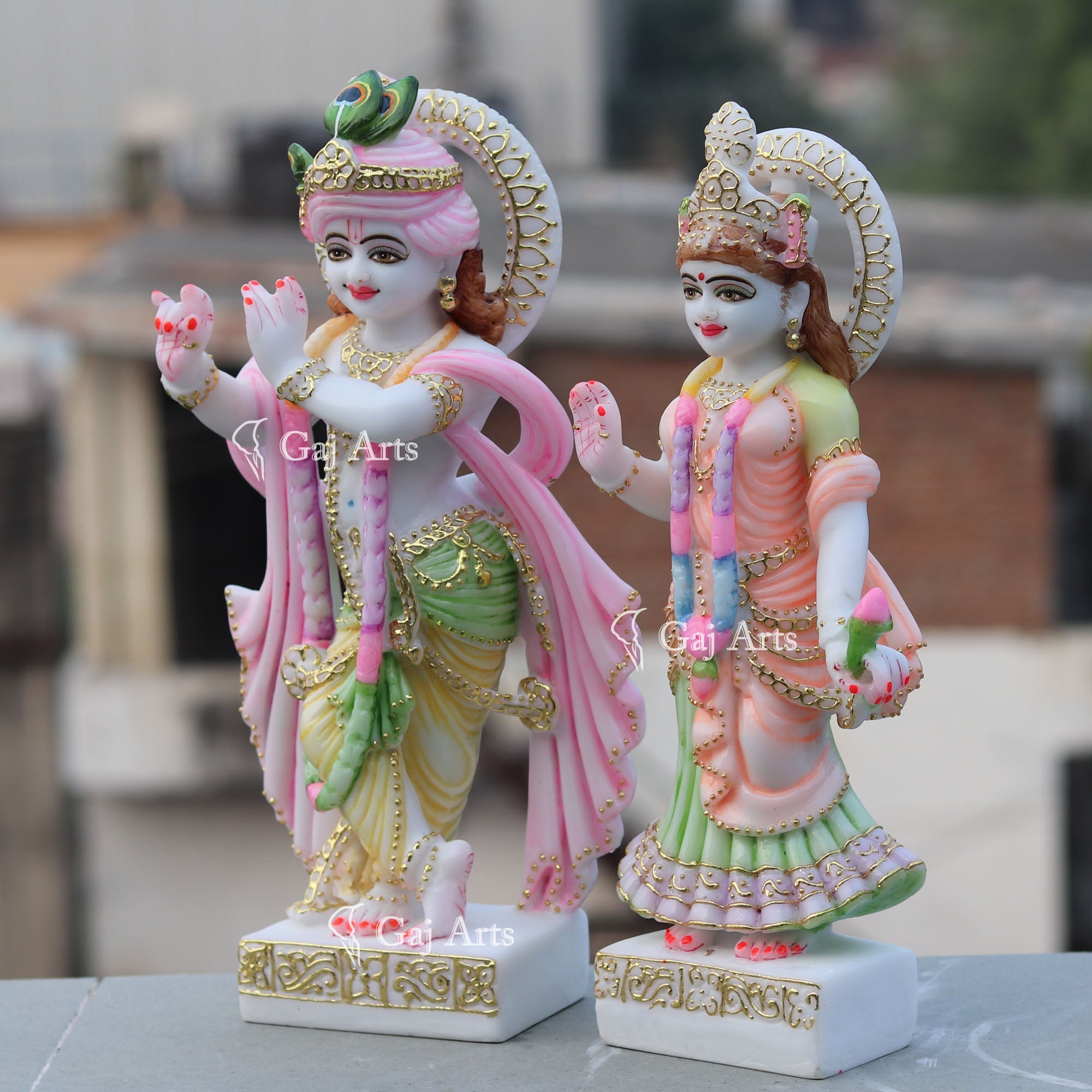 White Marble Radha Krishna Idol | 15 Inch