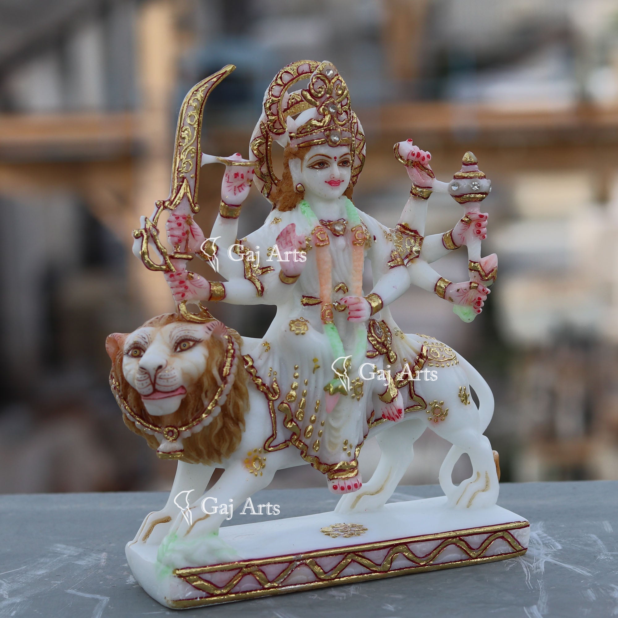 White Marble Durga Maa Statue | 7 Inch