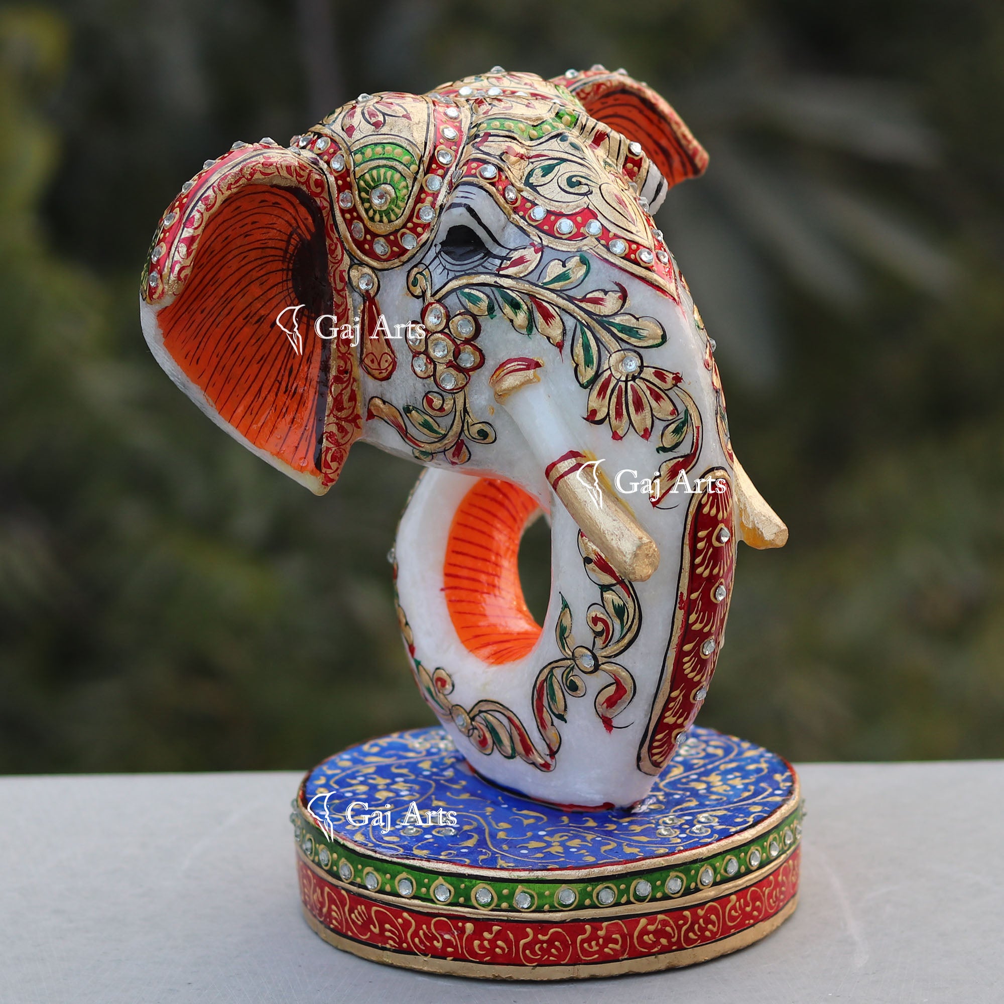 Modern Hand Painted Marble Ganesh Statue | 8 Inch