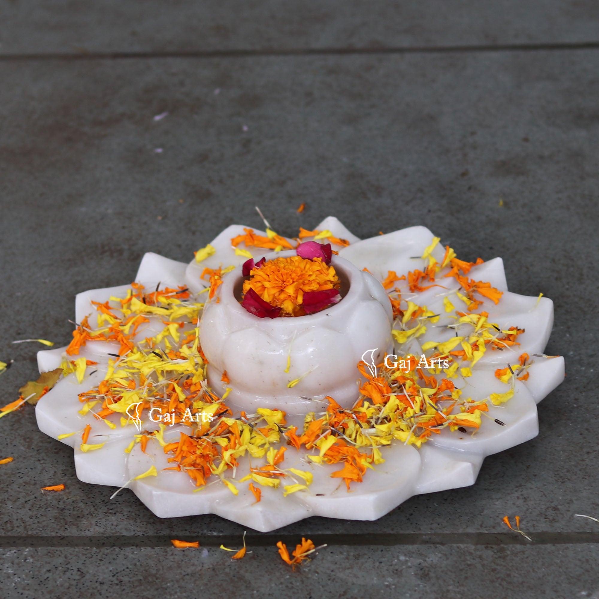 White Marble Refined Flower Bowl | 12 Inch