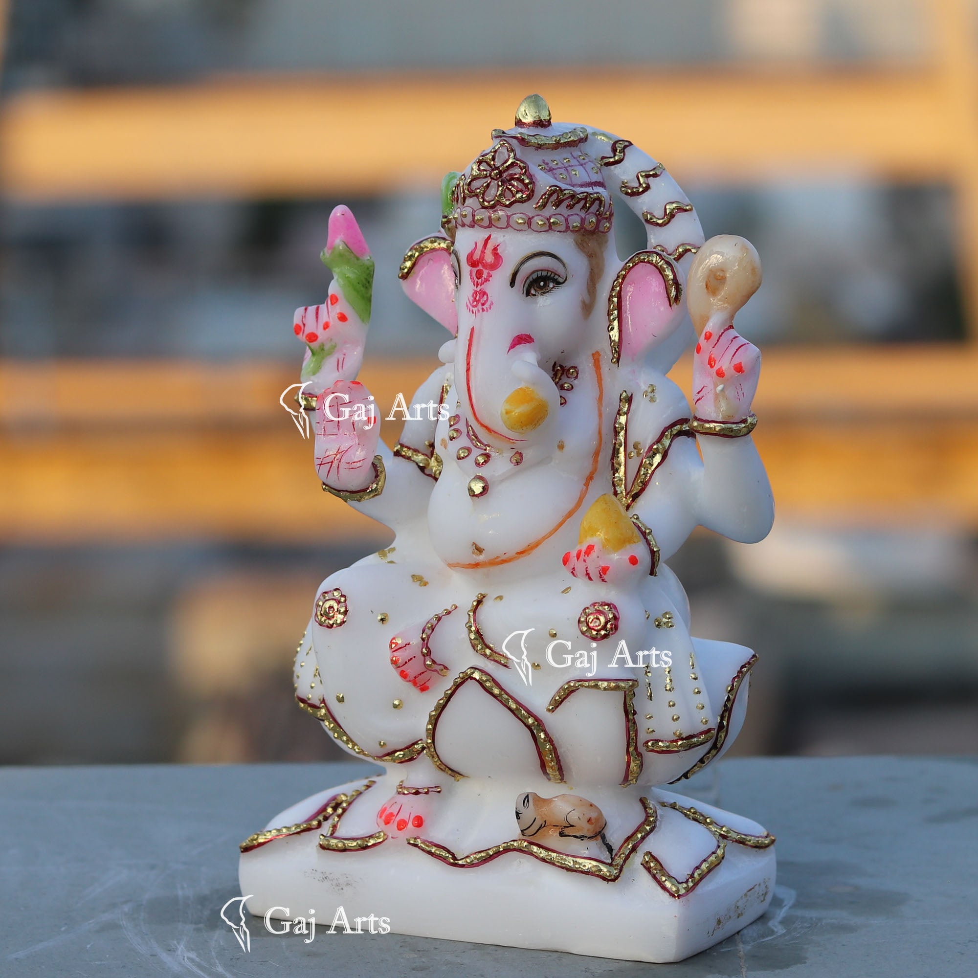 White Marble Ganesh Statue | 7 Inch