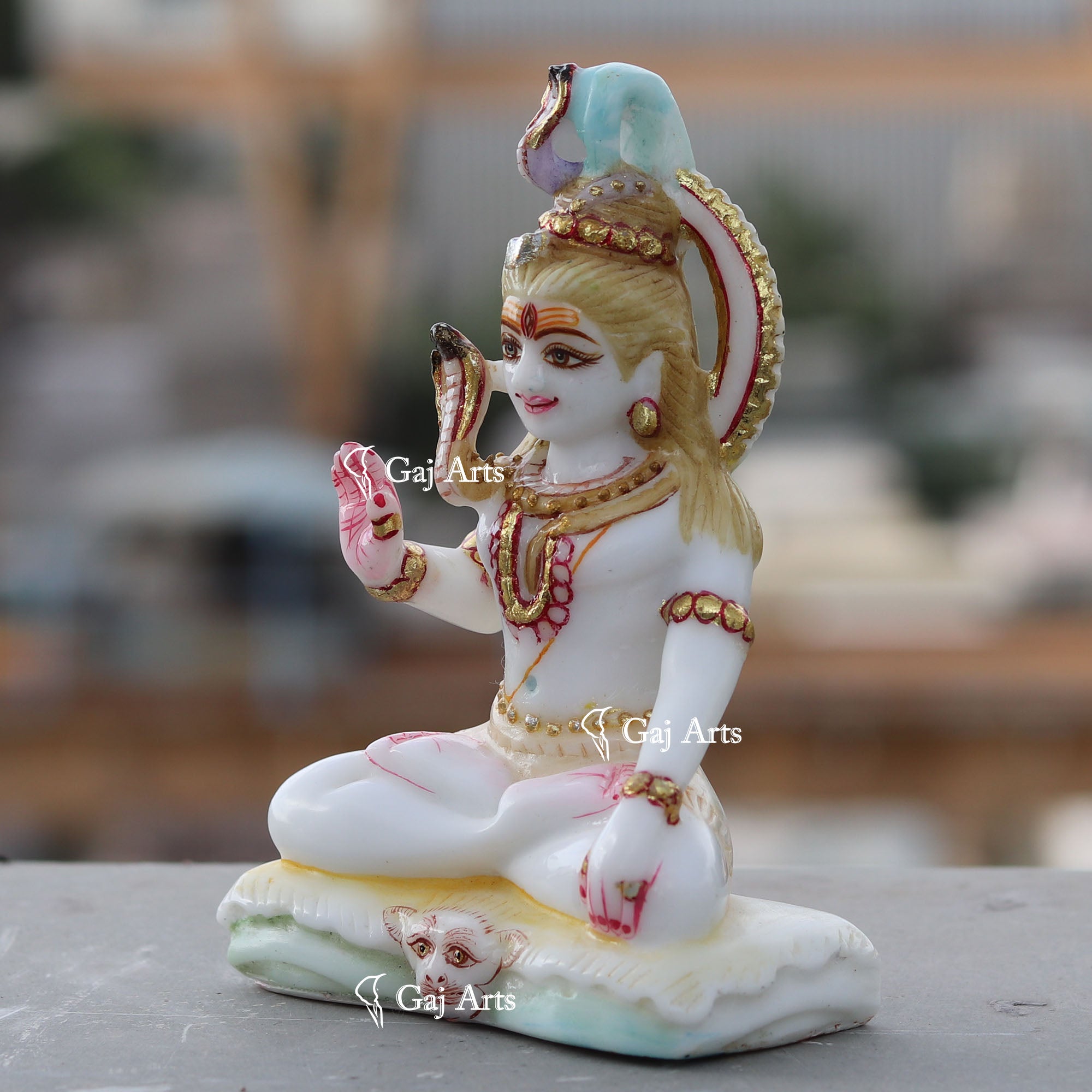 White Ethiopia  Marble Lord Shiva Statue | 6 Inch