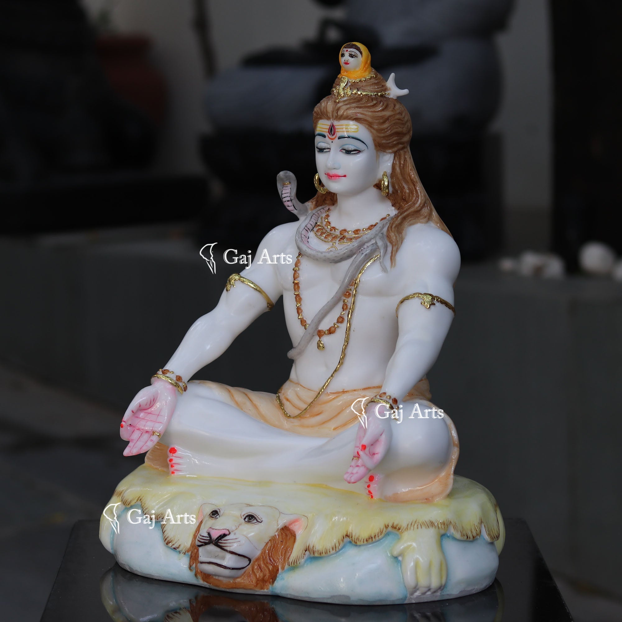 White Ethiopia Marble Shiva Statue | 18 Inch