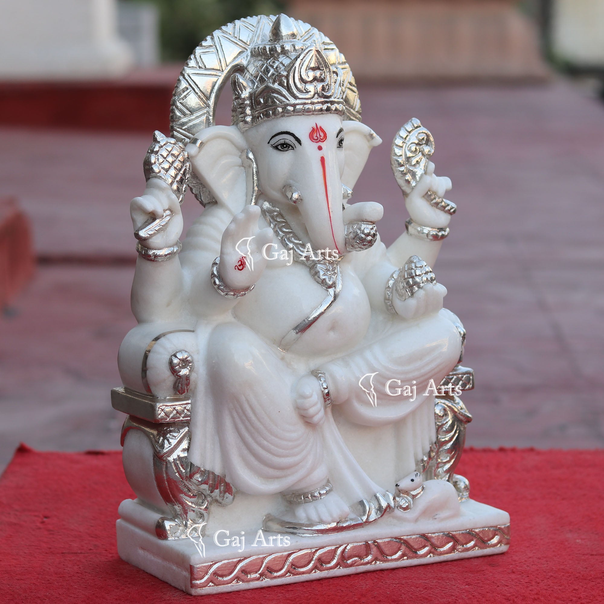 Super White Makrana Marble Ganesh Murti | 15 Inch