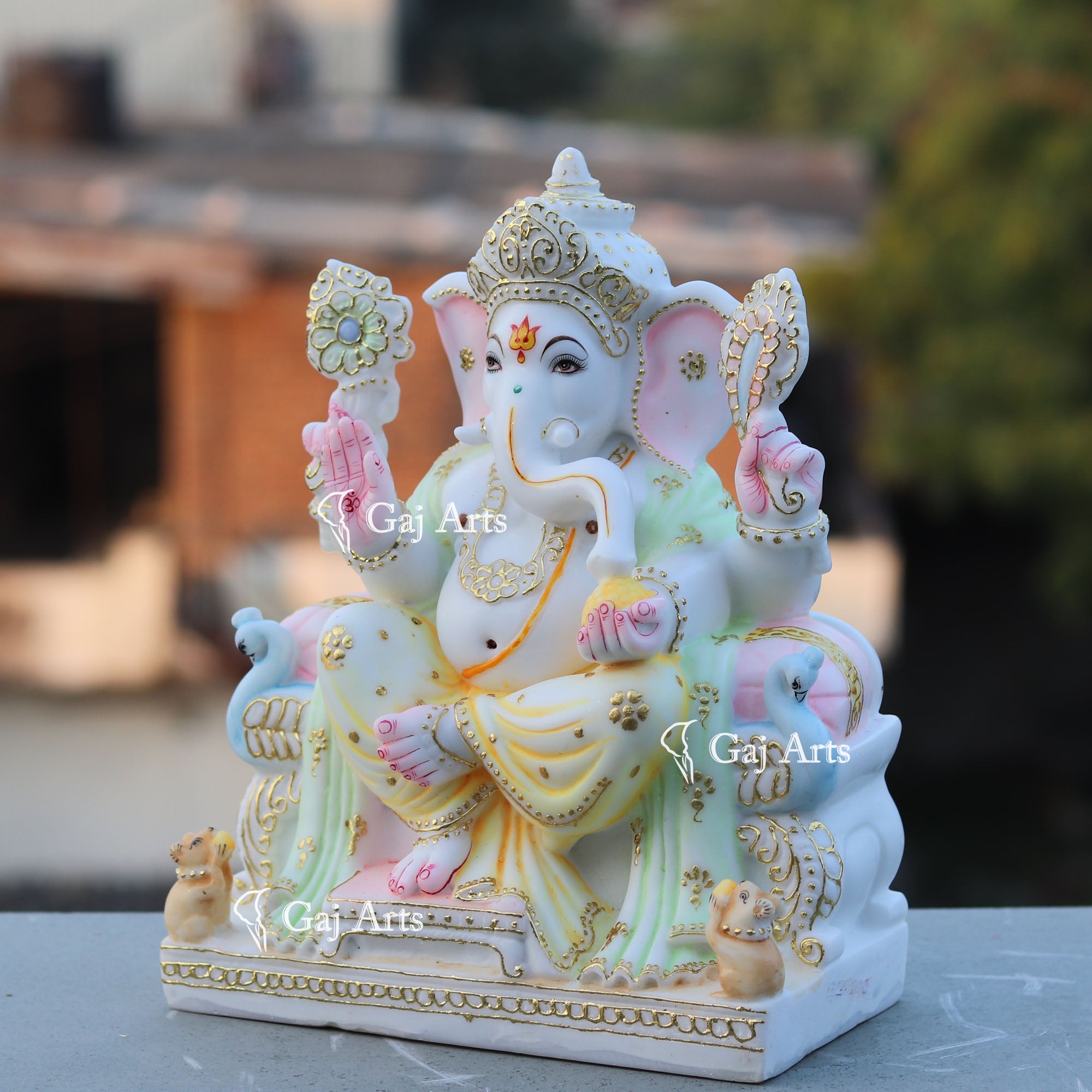 White Marble Ganesh Statue | 12 Inch