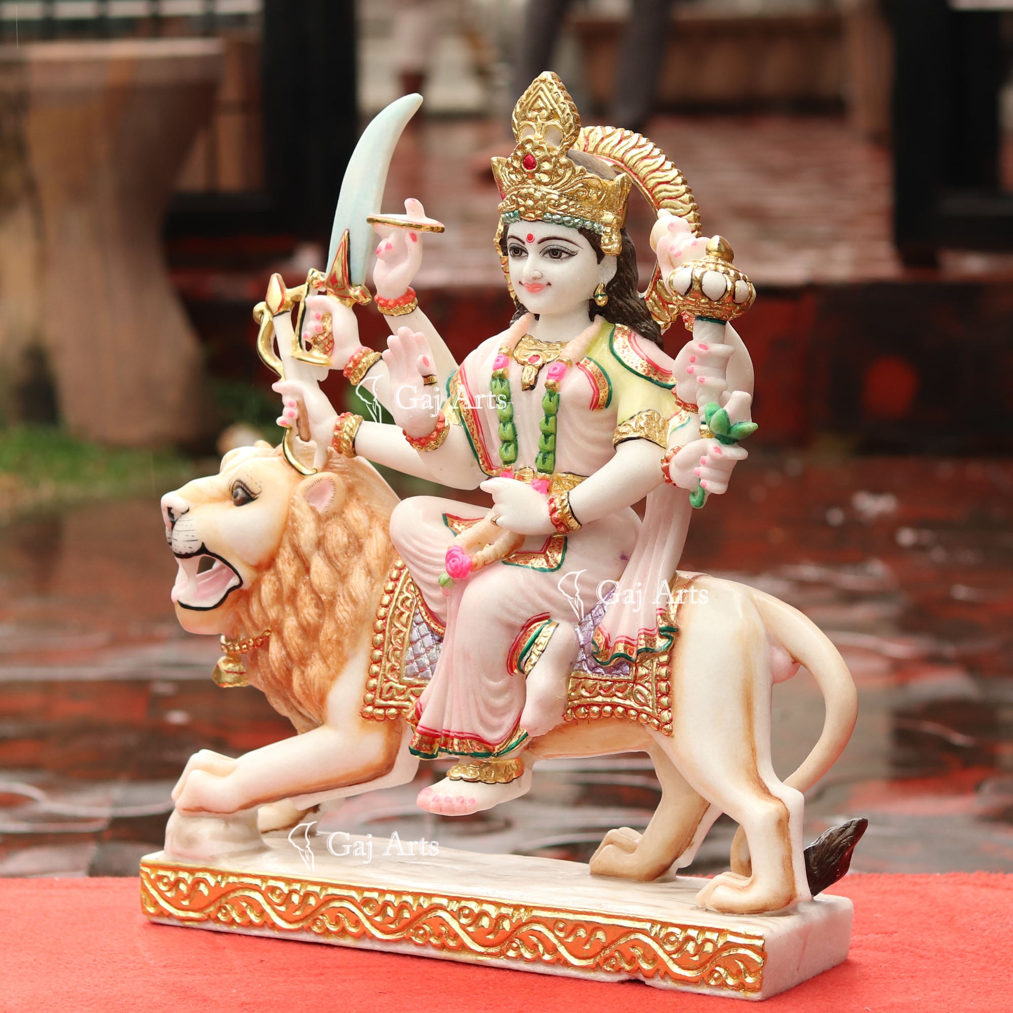 Makrana Marble Durga Mata Idol | 21 Inch