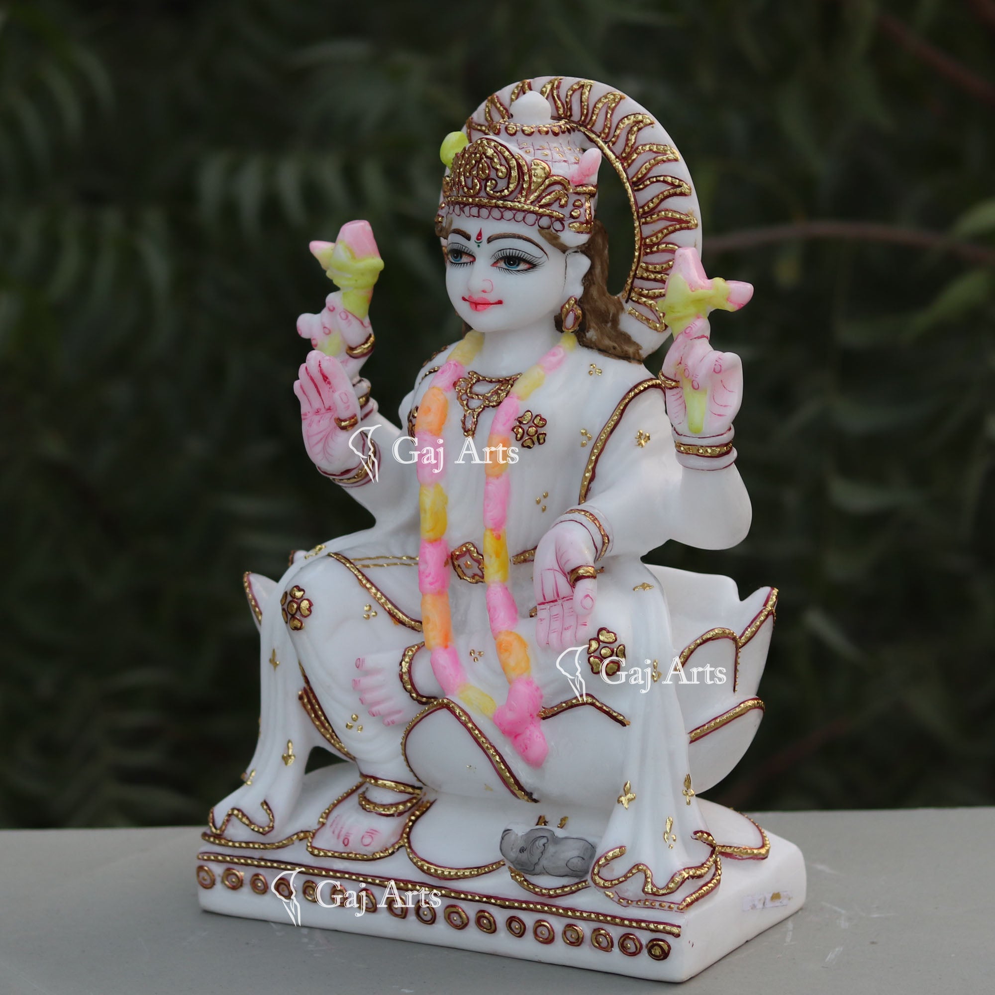 White Marble Laxmi Mata Idol | 12 Inch