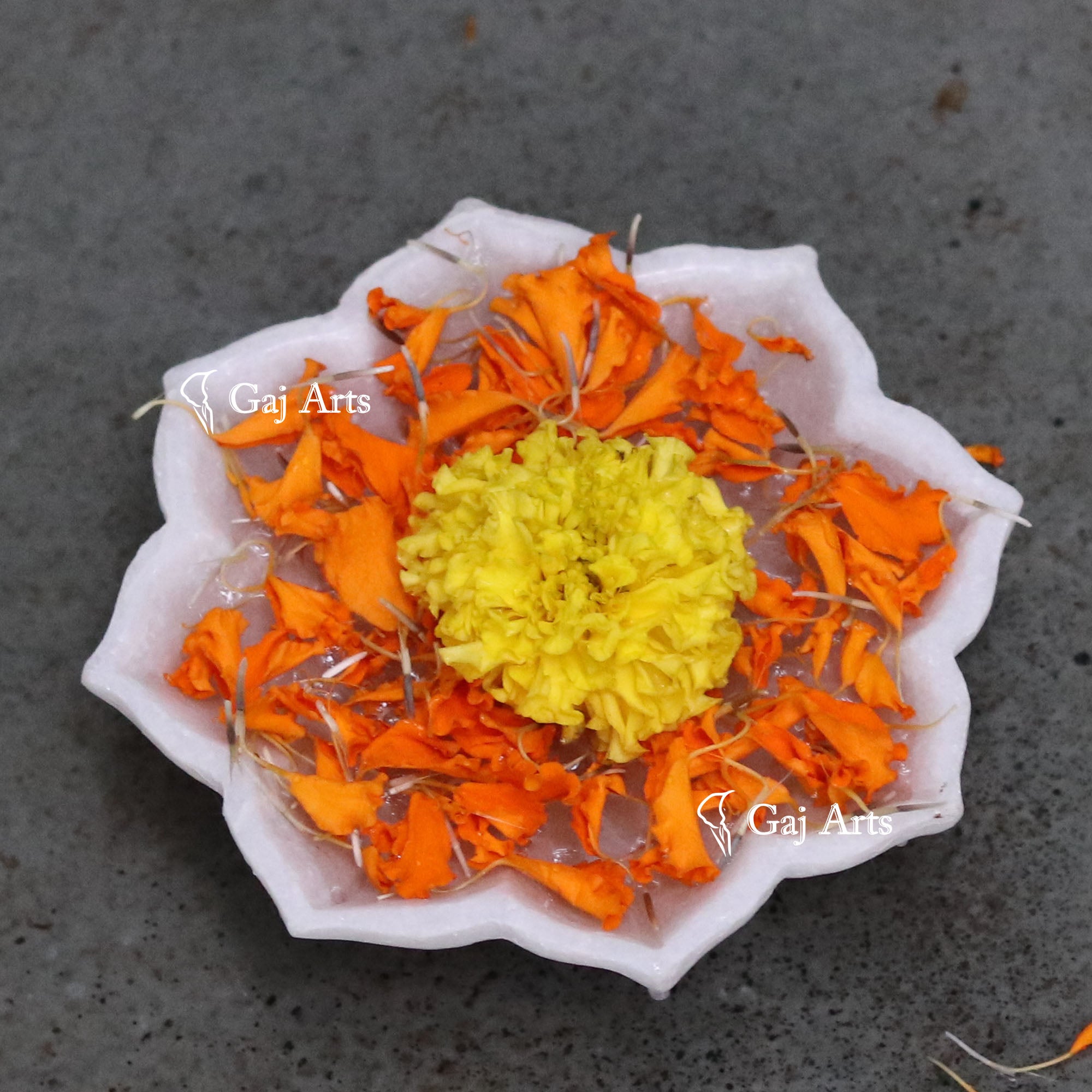 White Marble Compact Flower Bowl | 5 Inch