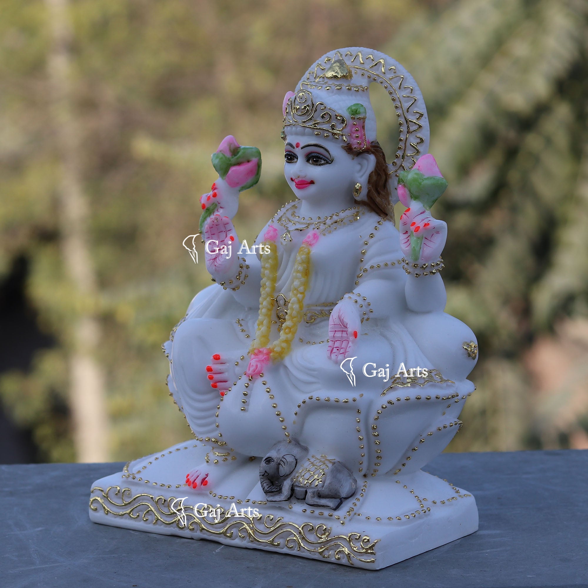 White Marble Lakshmi Mata Murti | 9 Inch