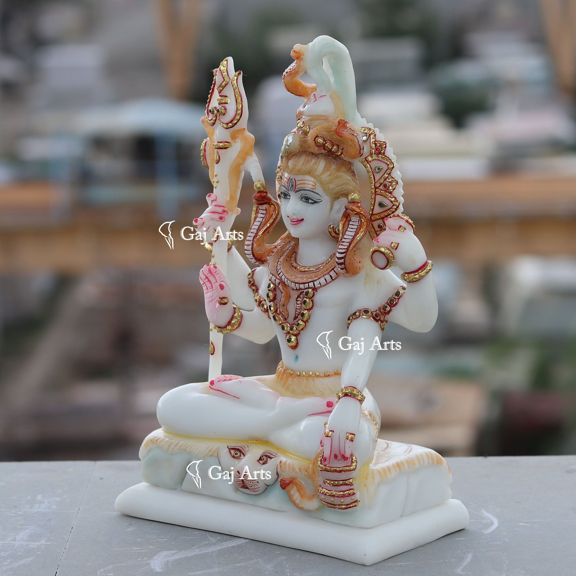 White Ethiopia  Marble Lord Shiva Statue | 10 Inch
