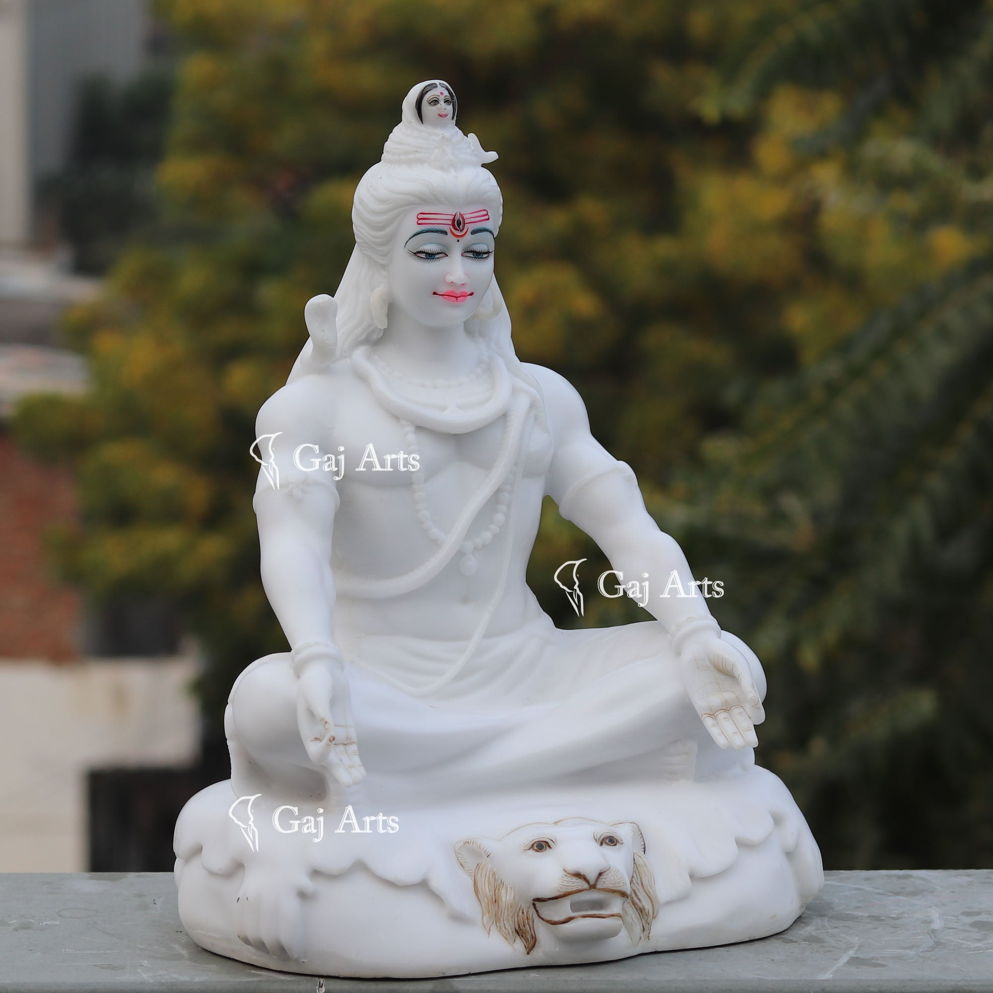 White Marble Ethiopia Shiva Statue | 18 Inch