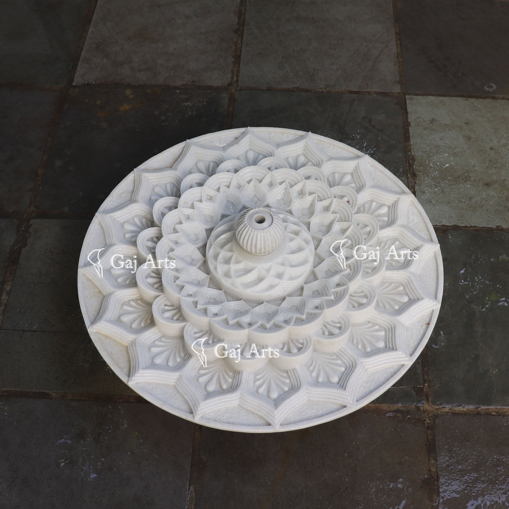 White Marble Tiered Floral Fountain | 36 Inch