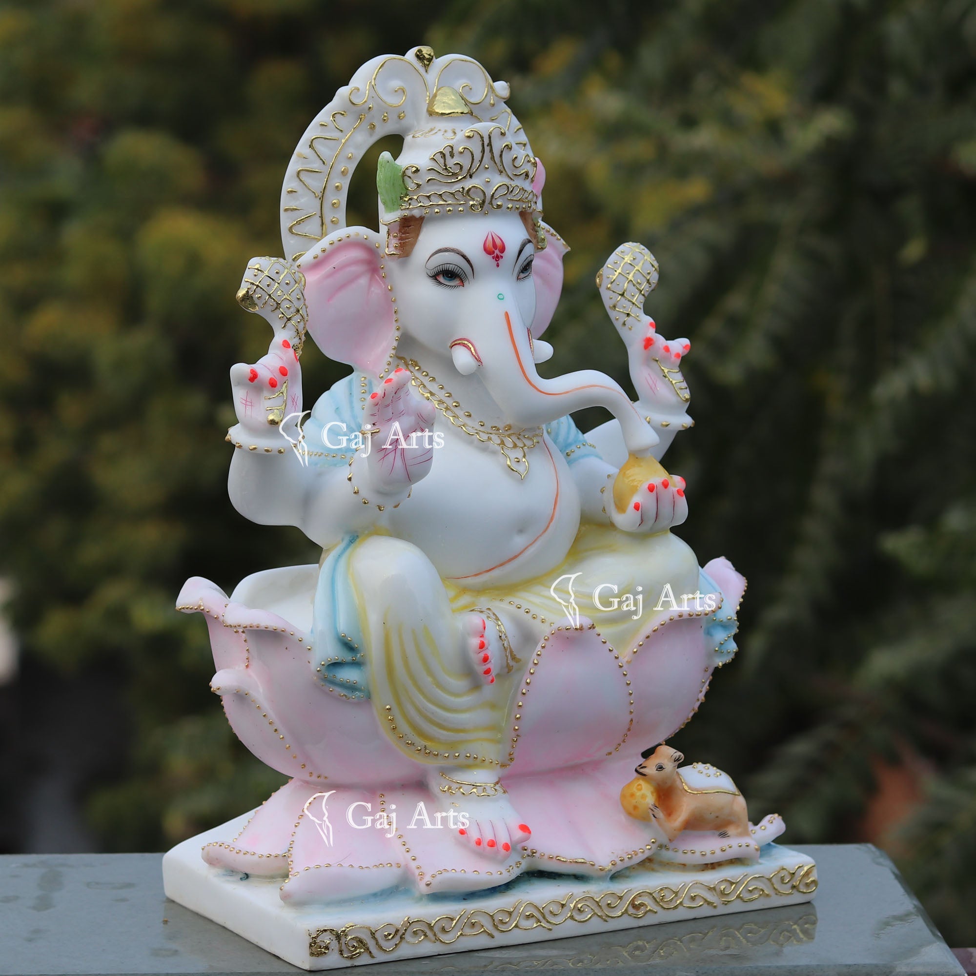 White Marble Ethiopia Ganesh Idol | 18 Inch