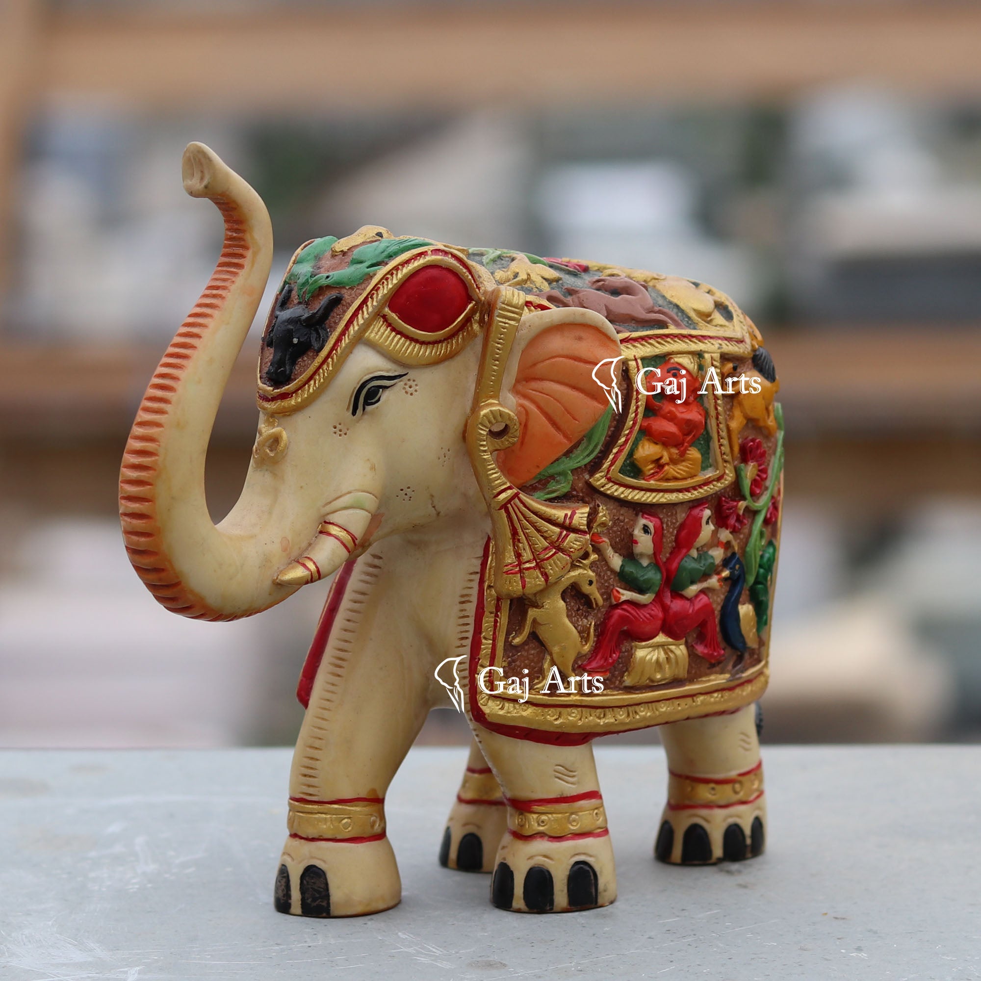Marble Powder Elephant Idol | 7 Inch