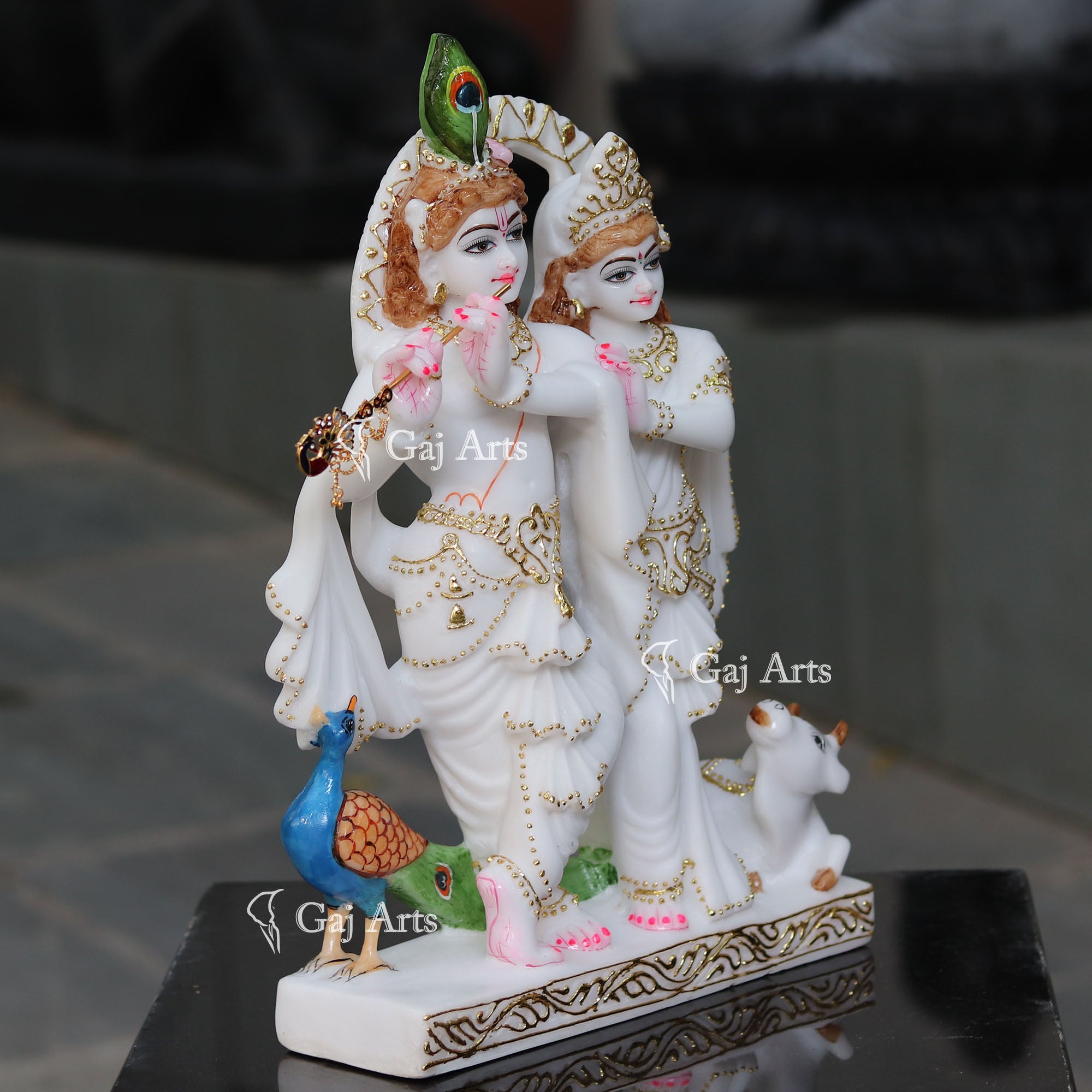 White Marble Ethiopia Radha Krishna Jodi Murti | 18 Inch