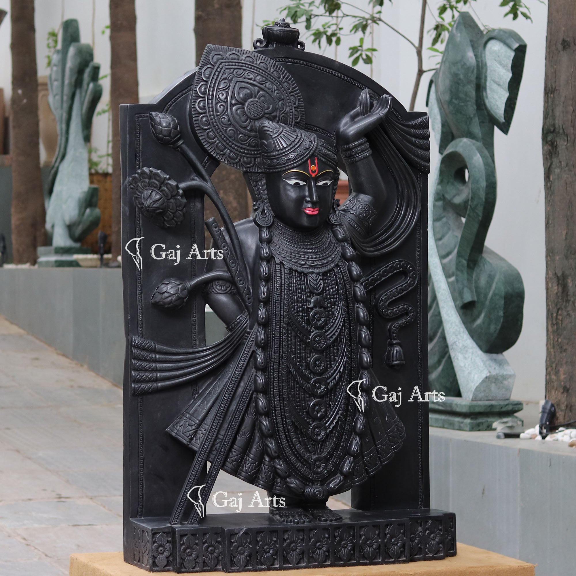 Black Marble Shreenath Ji Statue | 60 Inch