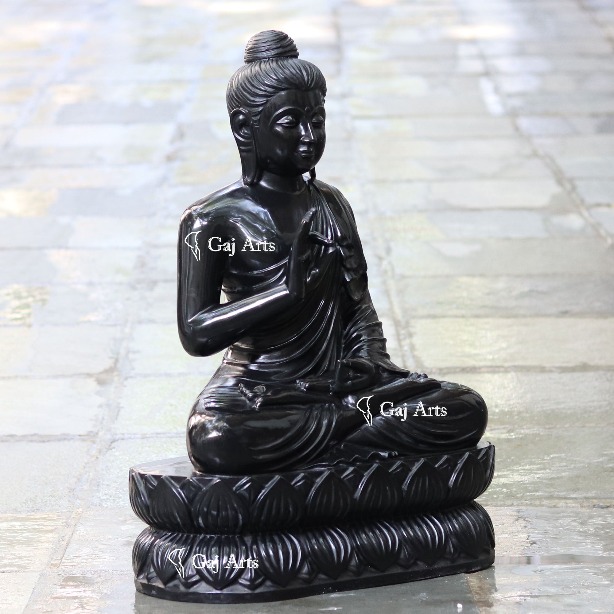 Black Marble Buddha Statue | 30 Inch
