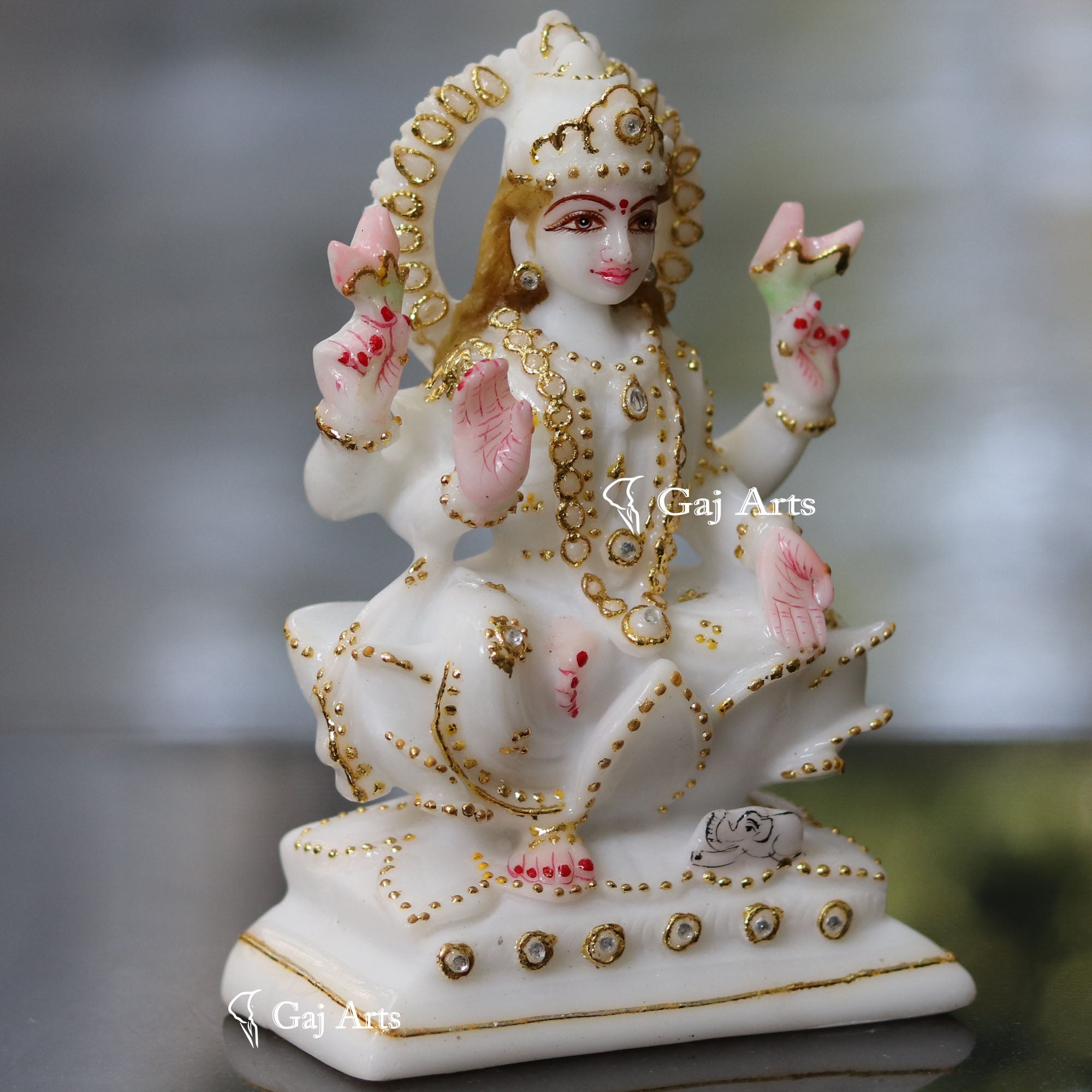White Marble Lakshmi Mata Murti | 6 Inch