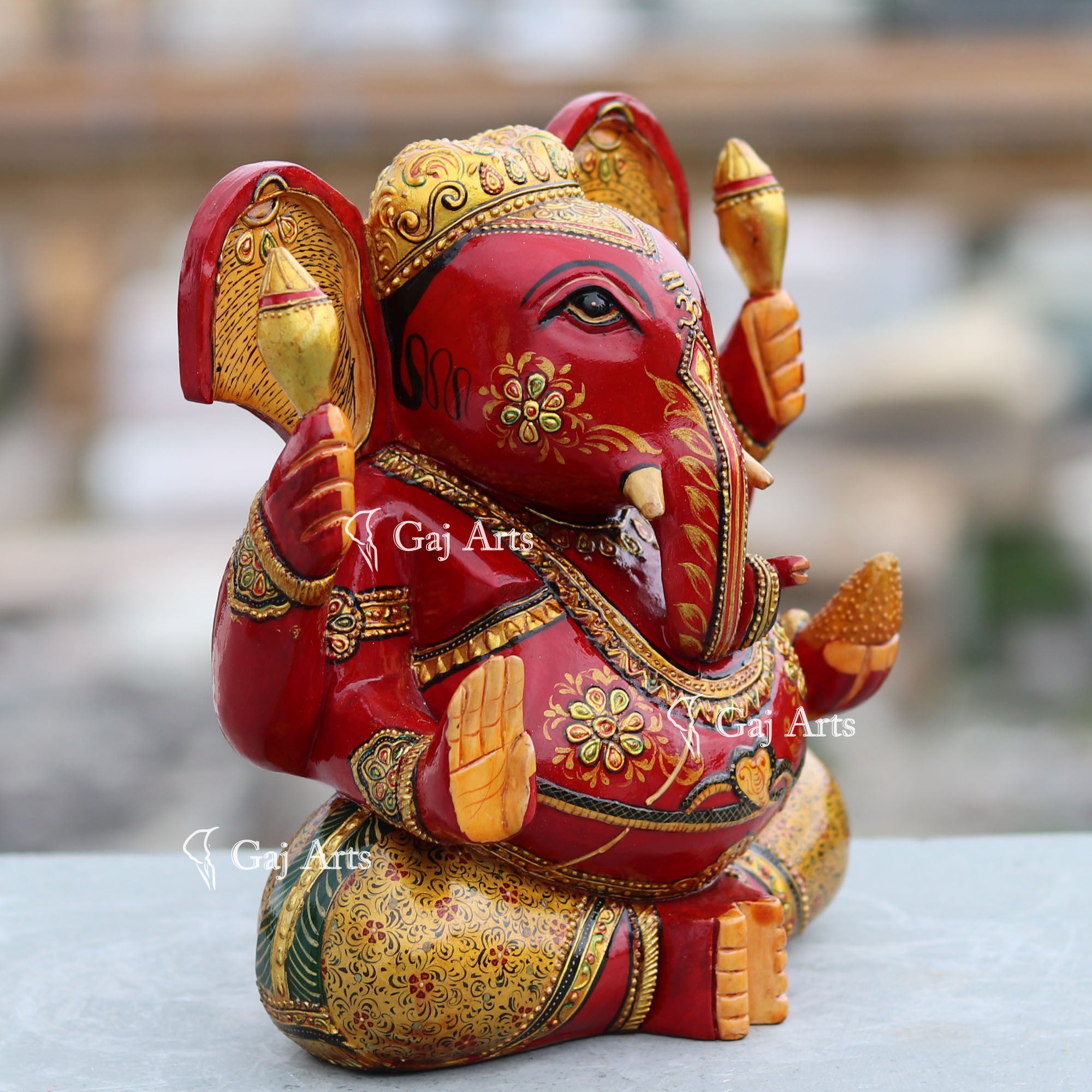 Handcrafted Wooden Ganesh Statue | 8 Inch