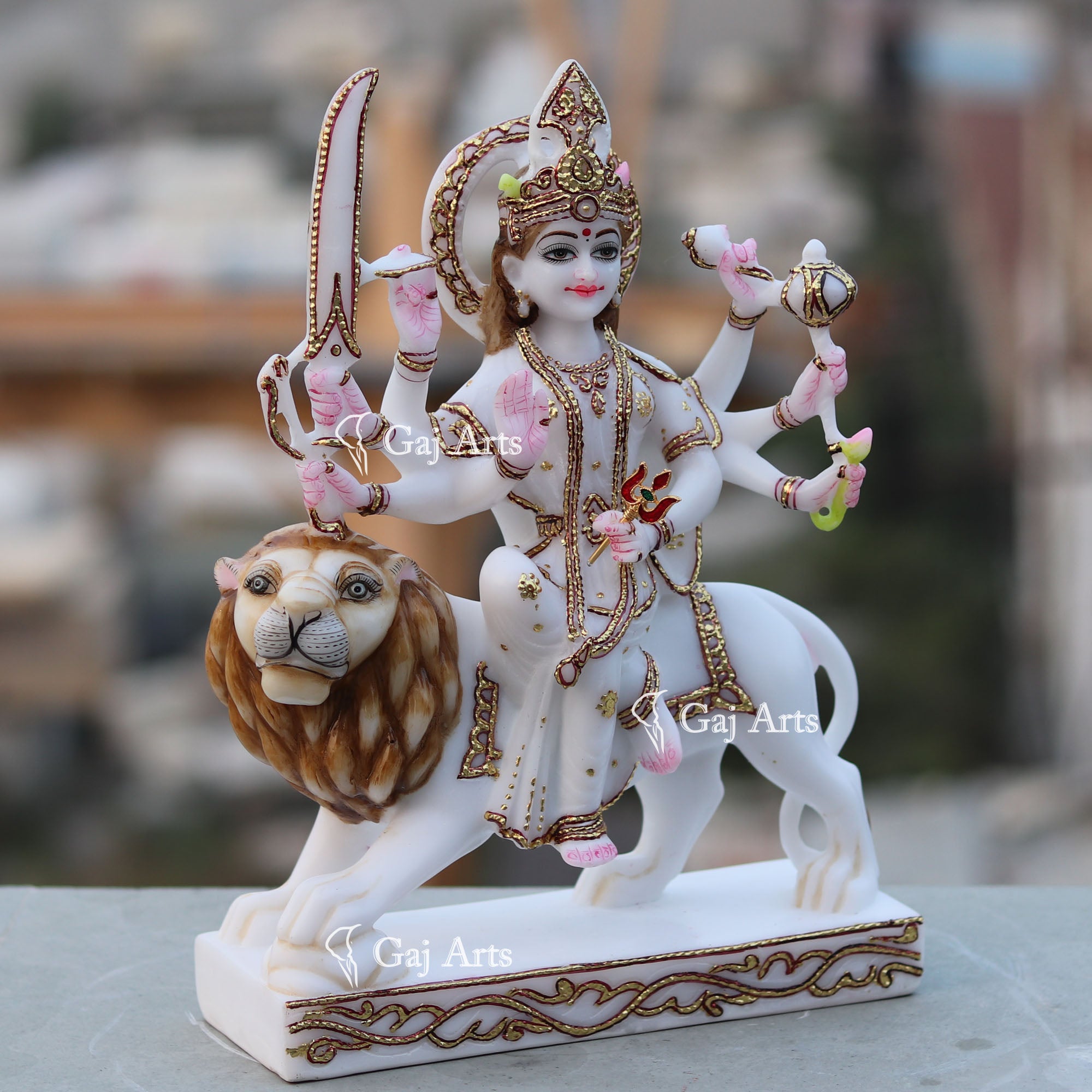 White Marble Durga Maa Idol | 12 Inch