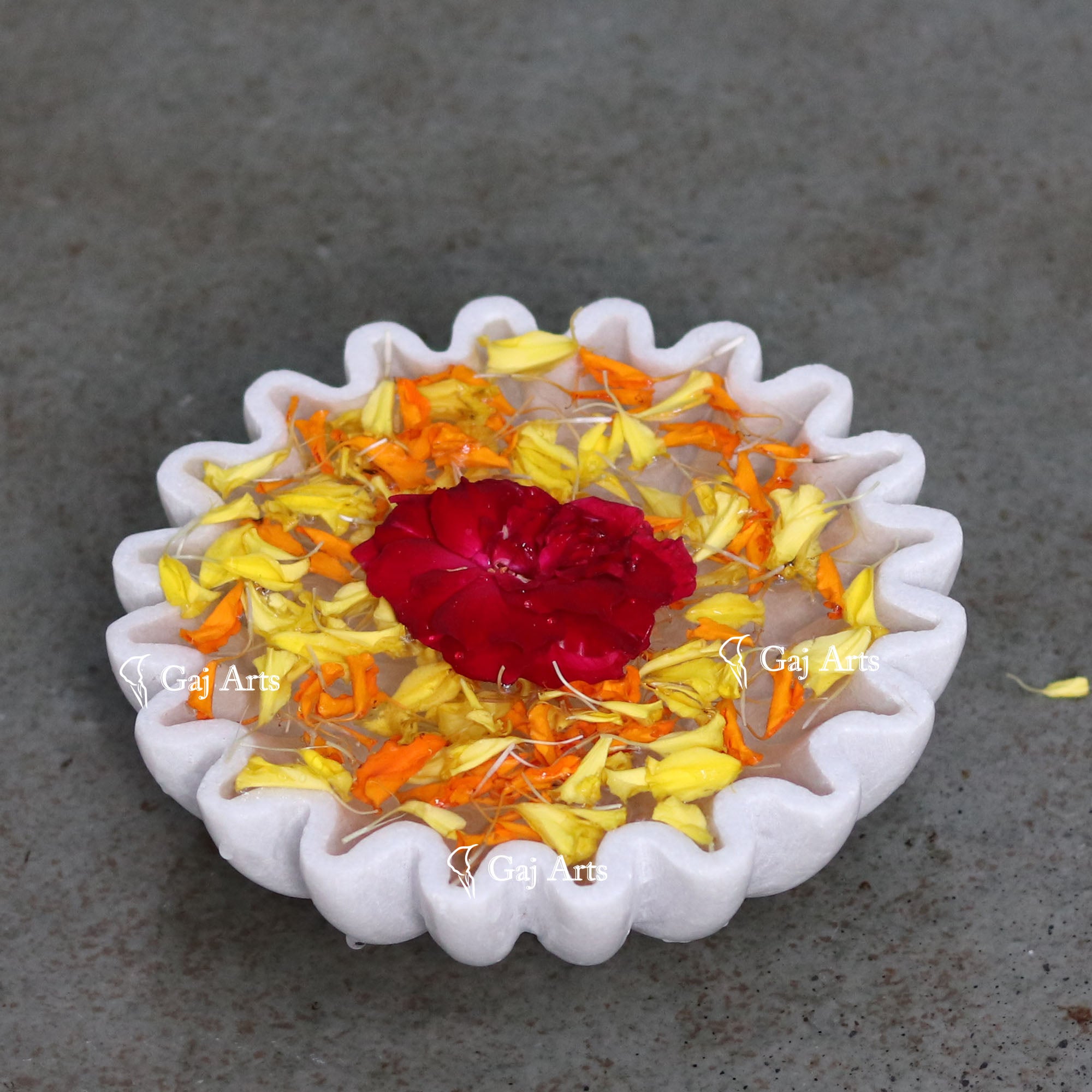 Handcrafted White Marble Flower Bowl | 6 Inch