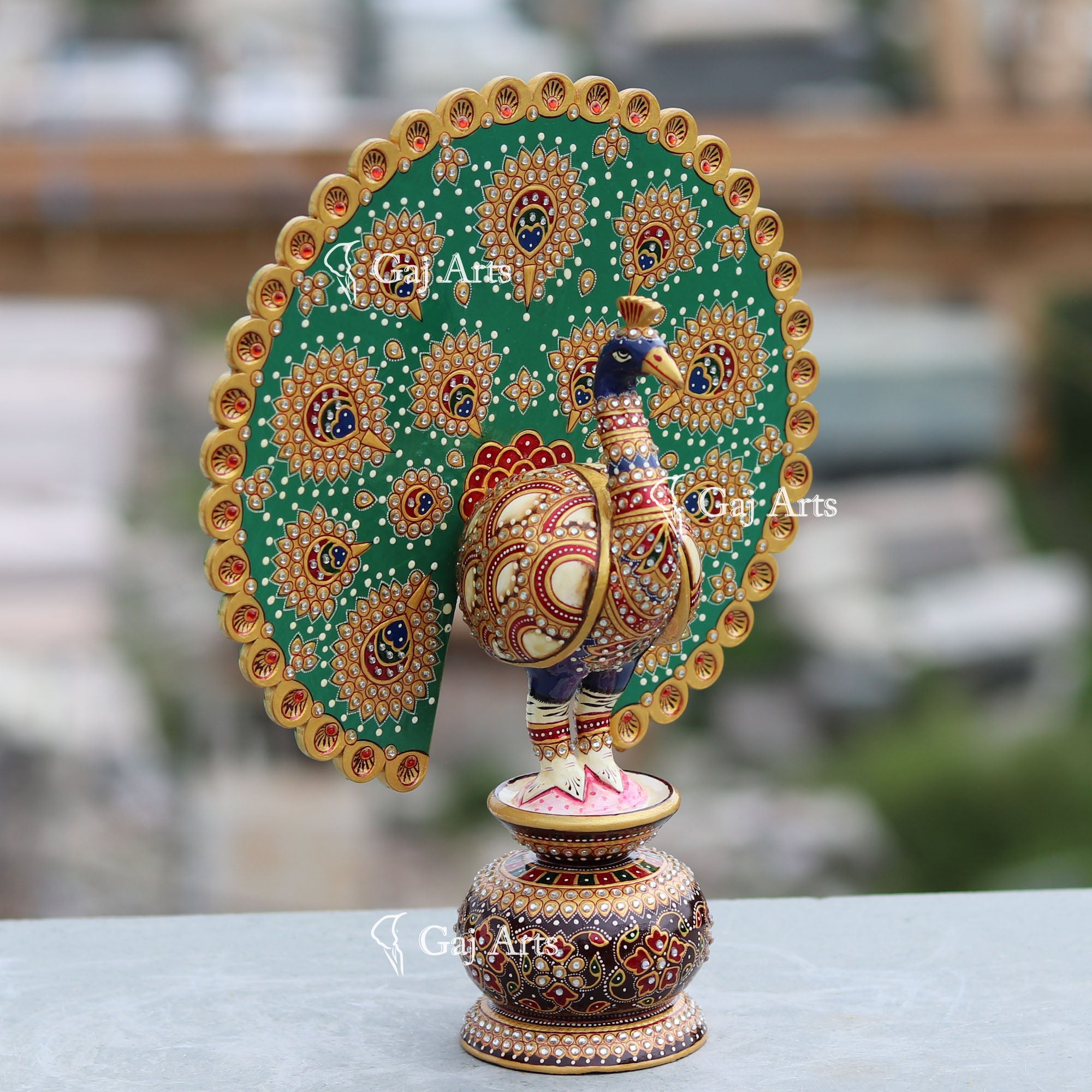 Wooden  Peacock 10"