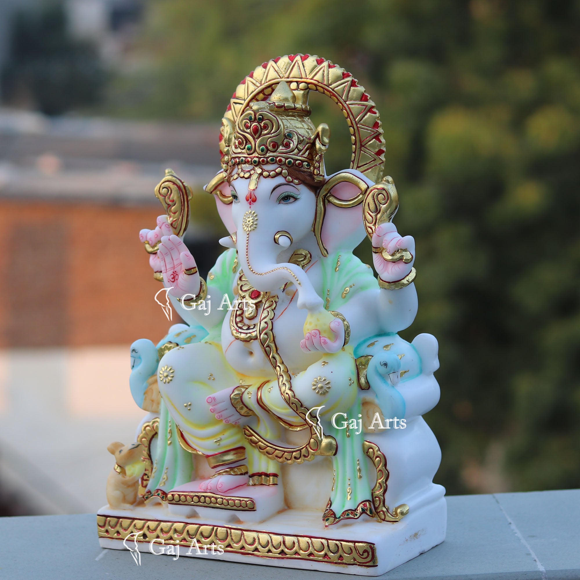 White Marble Ethiopia Ganesh Idol | 15 Inch