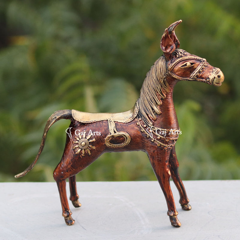 Dhokra Art Horse 8"