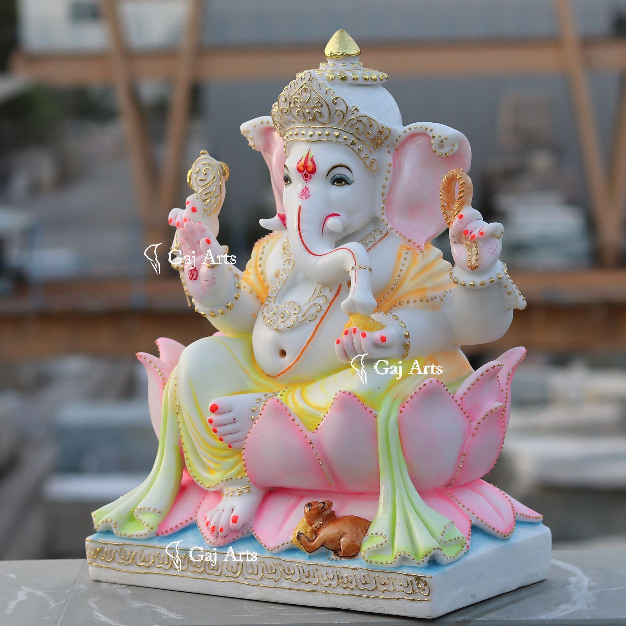 White Marble Ethiopia Ganesh Idol | 18 Inch