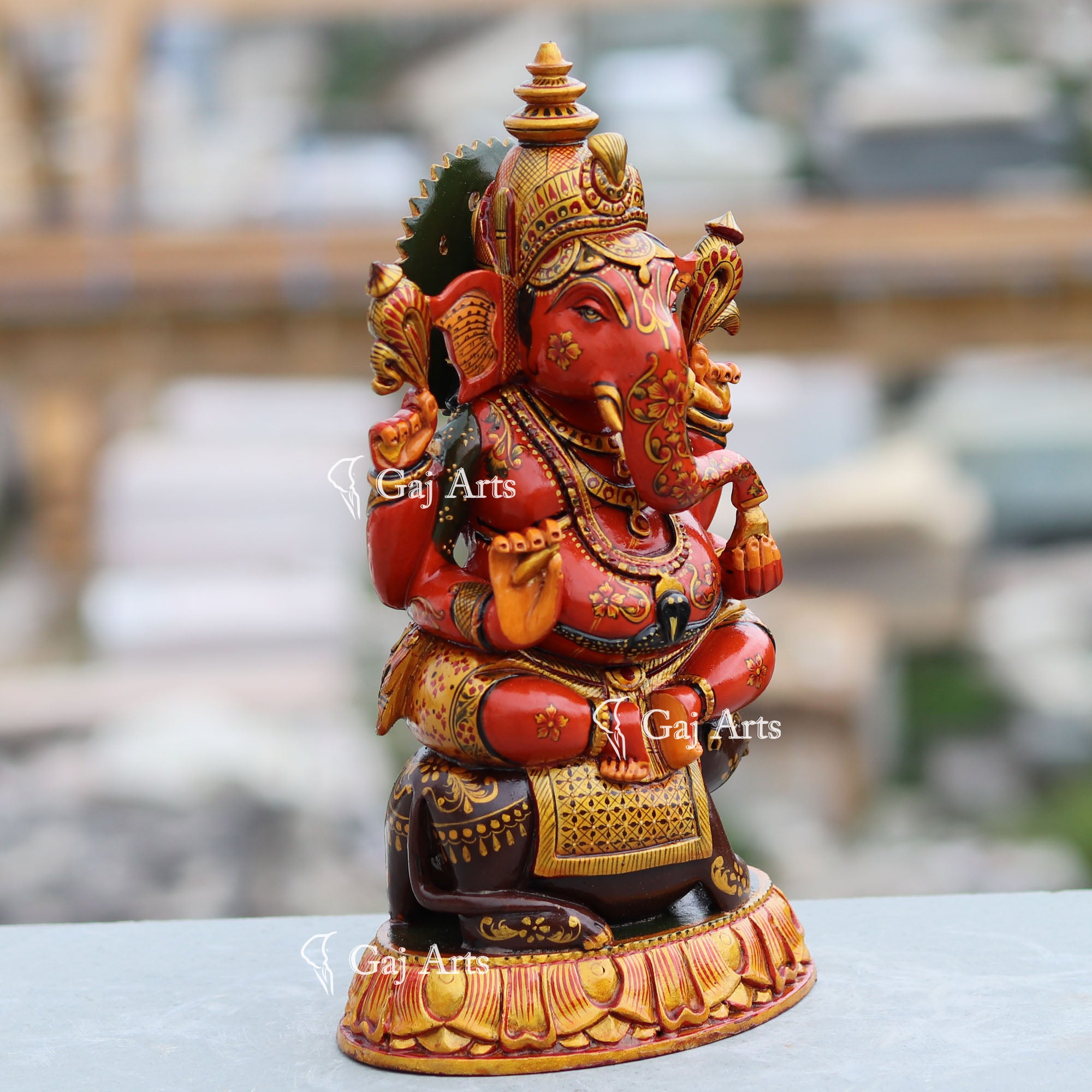 Handcrafted Wooden Ganesh Idol | 12 Inch
