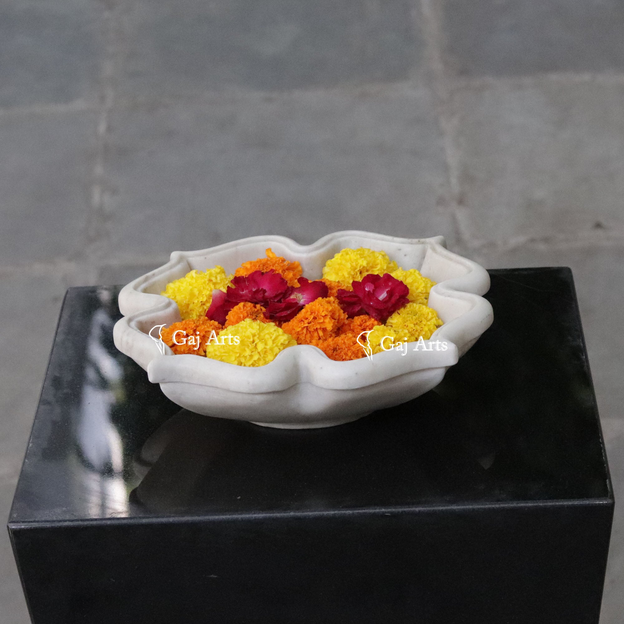 White Marble Classic Floral Bowl | 12 Inch