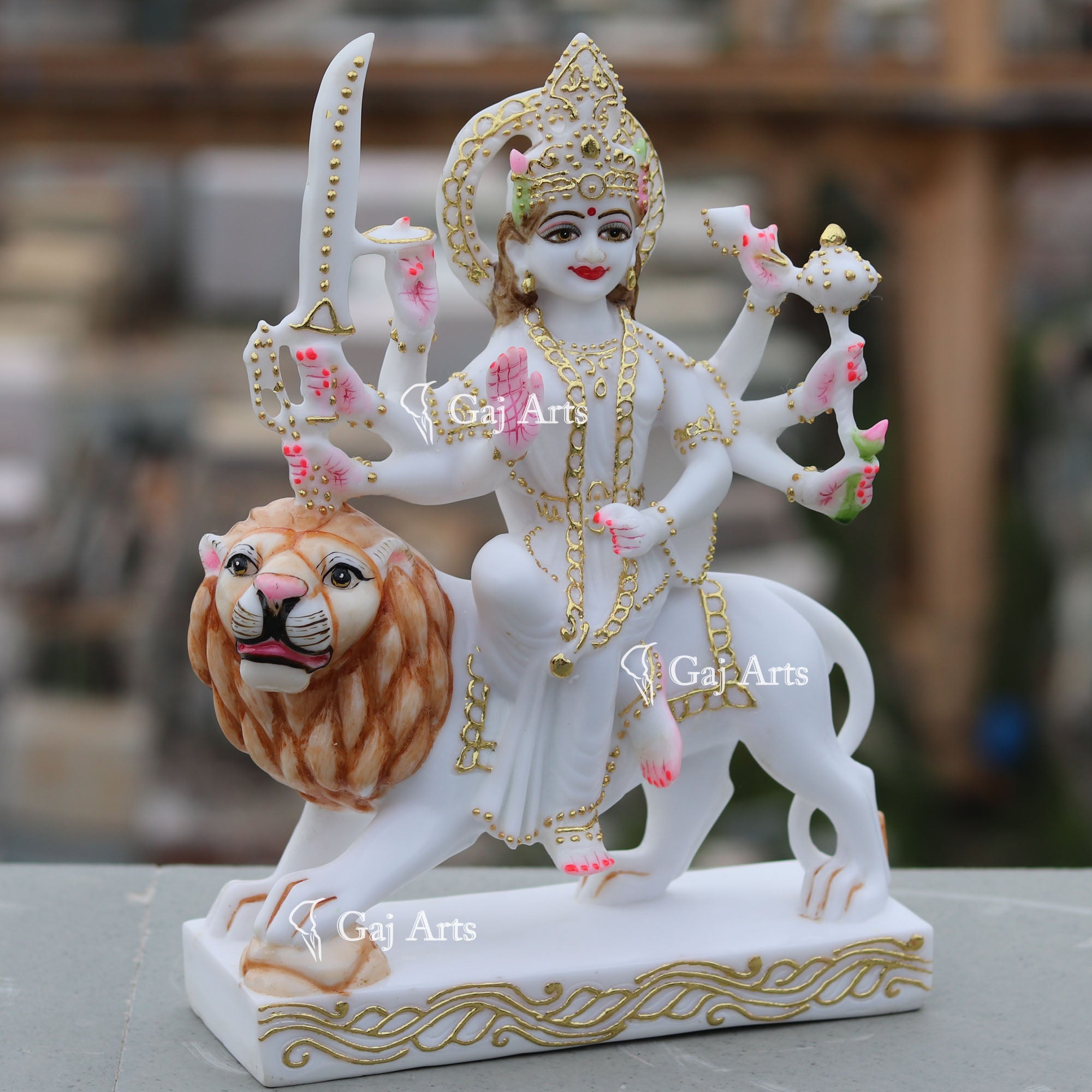 White Marble Durga Mata Idol | 12 Inch