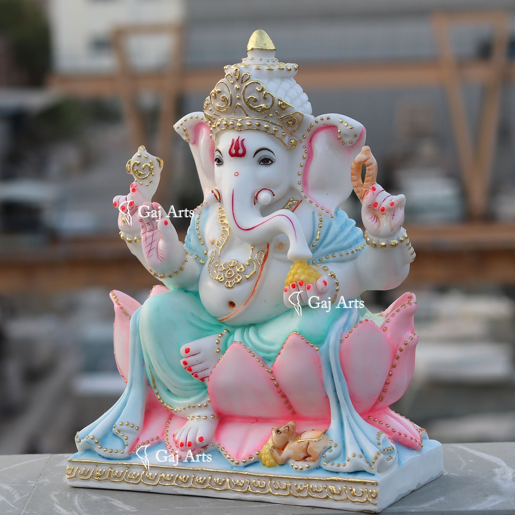 White Marble Ethiopia Ganesh Idol | 15 Inch