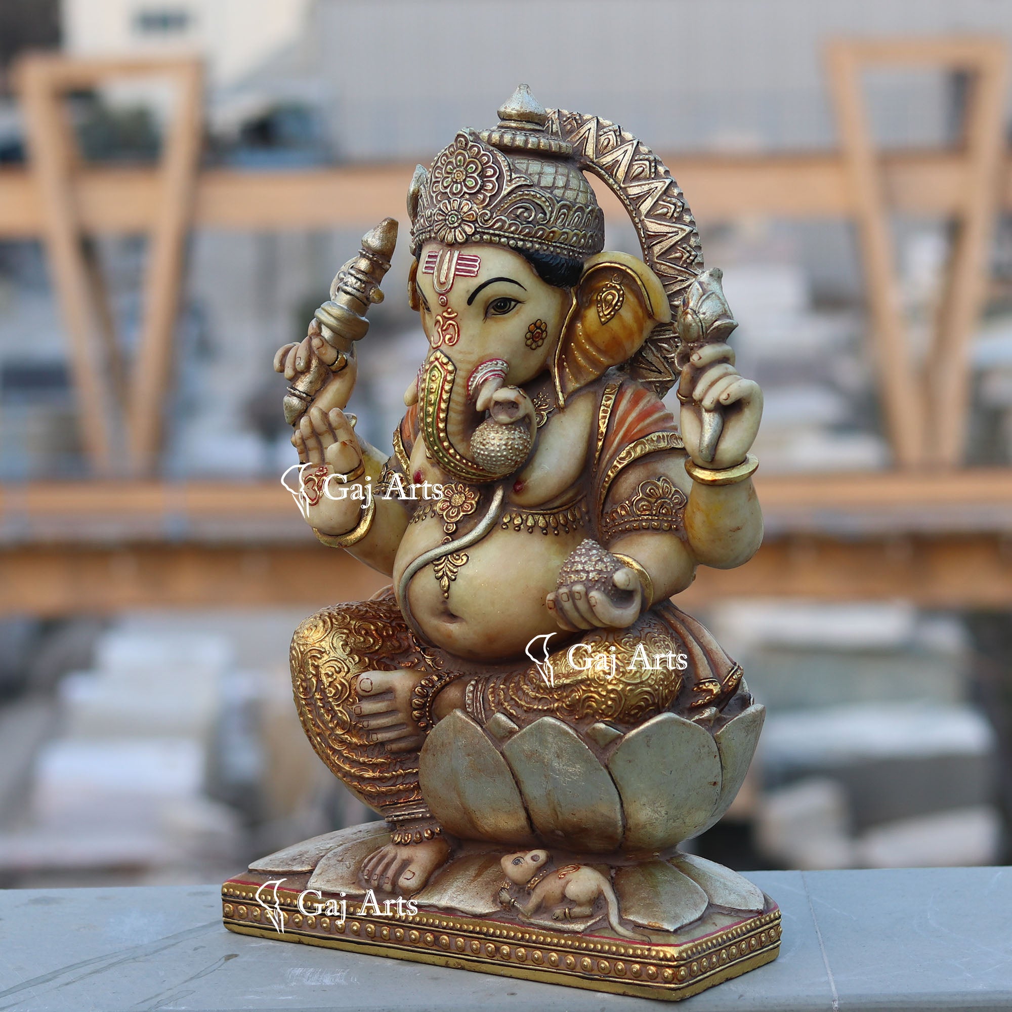 Super White Makrana Marble Ganesh Idol | 18 Inch